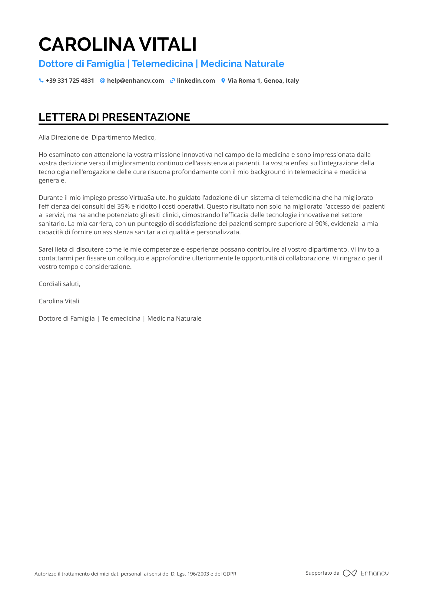 Medico di Base Resume Example