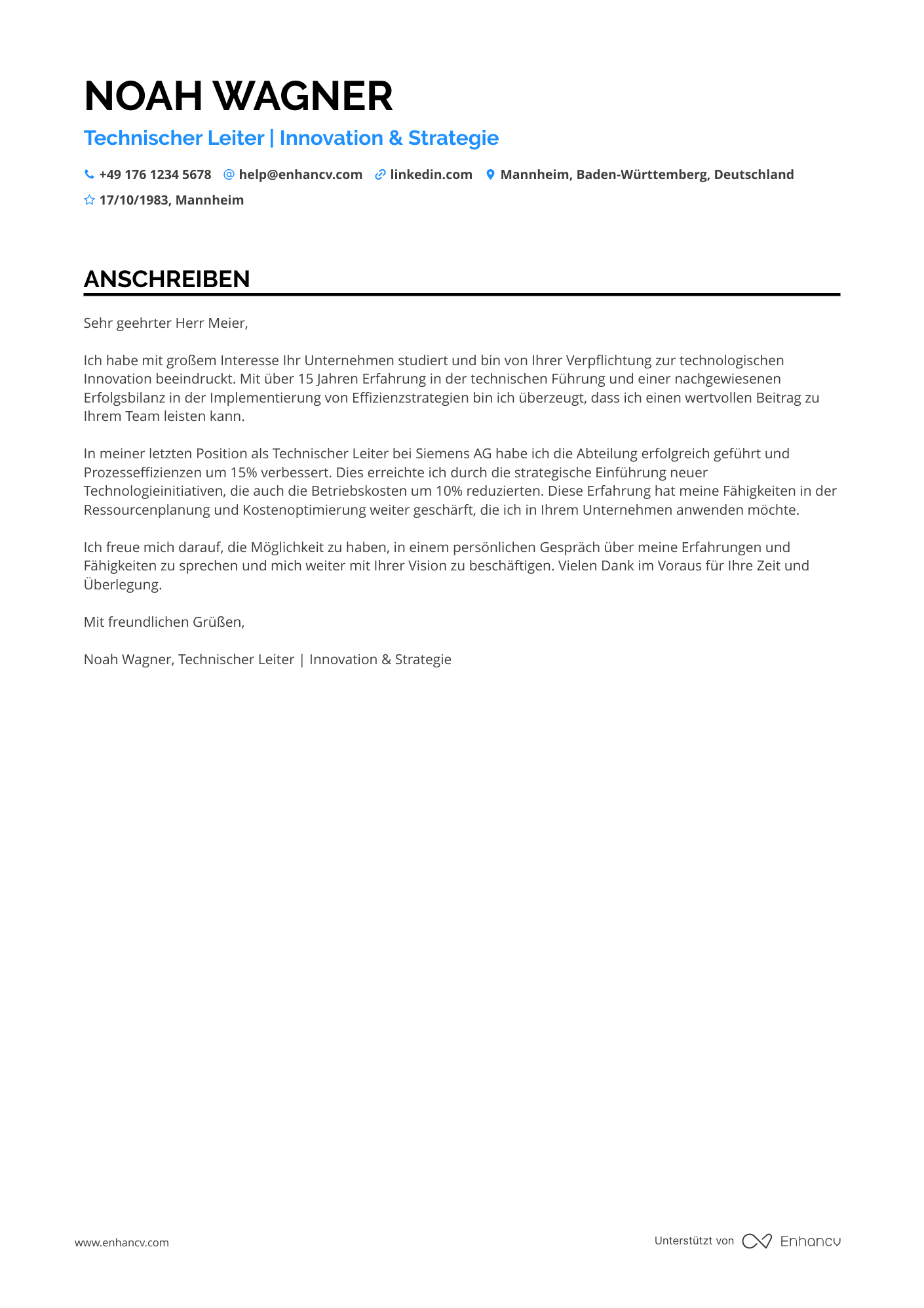 Technischer Geschäftsführer Resume Example