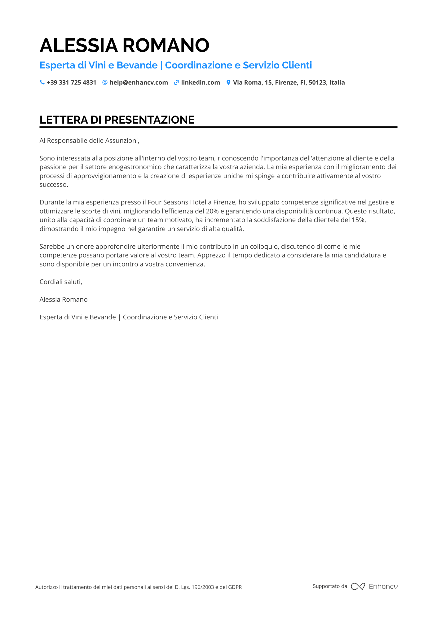 Barista Senza Esperienza Resume Example