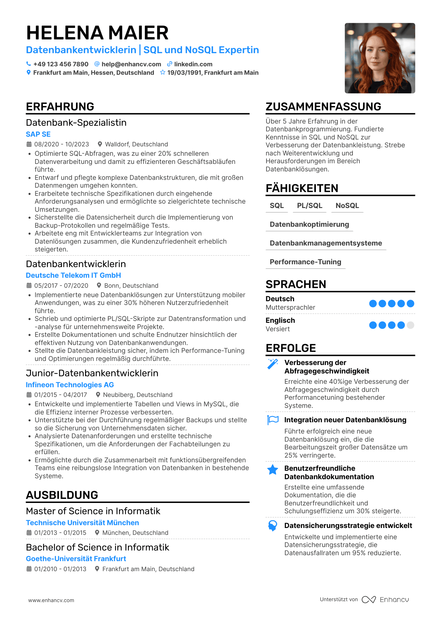 Lebenslauf als Programmierer für Datenbanken Resume Example