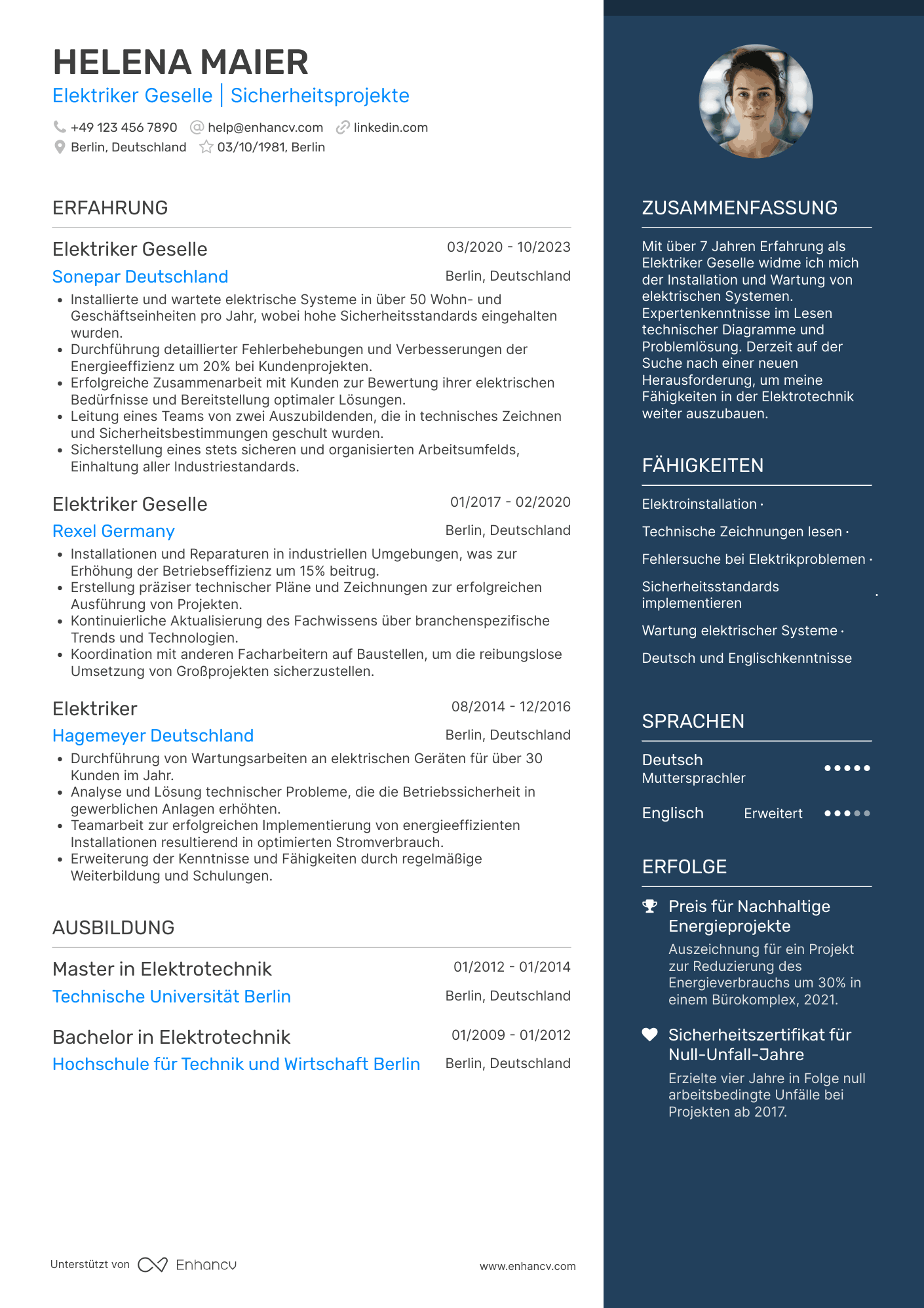 Lebenslauf als Elektriker Geselle Resume Example
