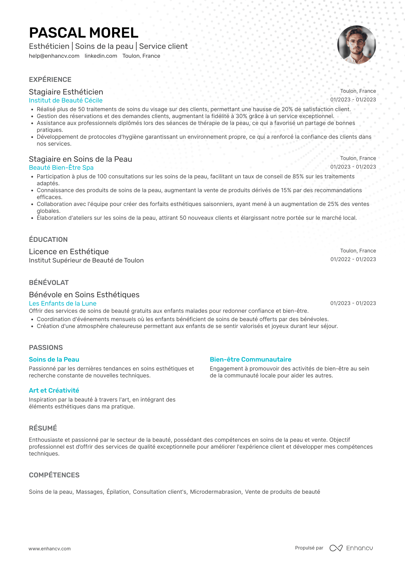 Esthéticienne sans expérience Resume Example
