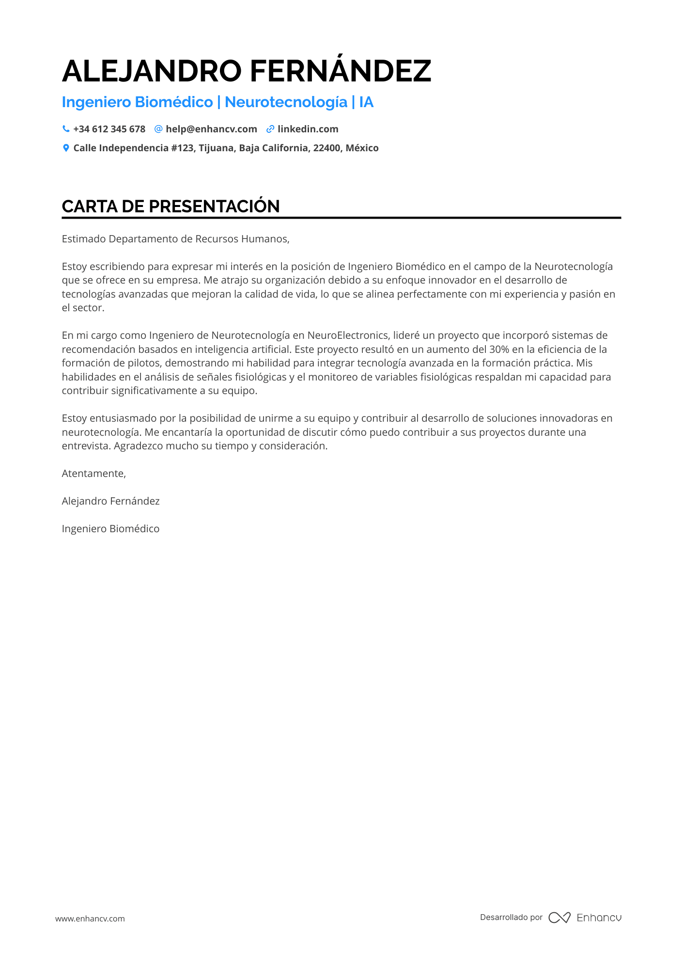 Programador de Inteligencia Artificial Resume Example