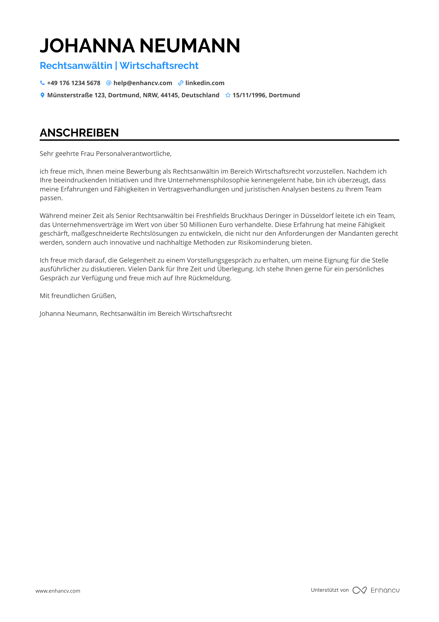 Rechtsanwalt mit Spezialisierung Resume Example