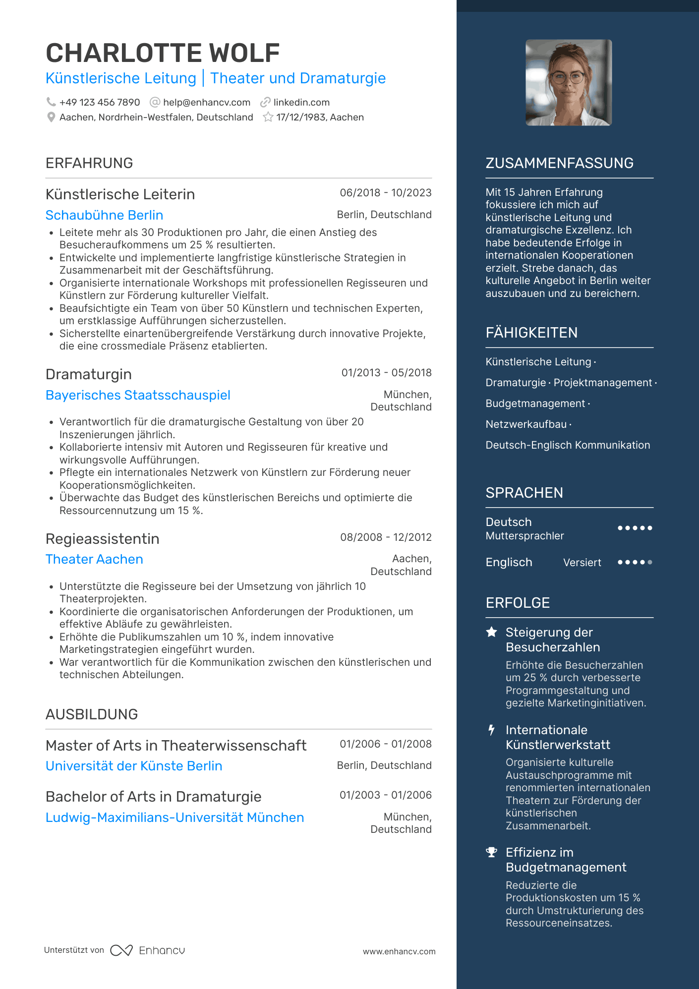 Lebenslauf als Kunst Direktor für Theater Resume Example