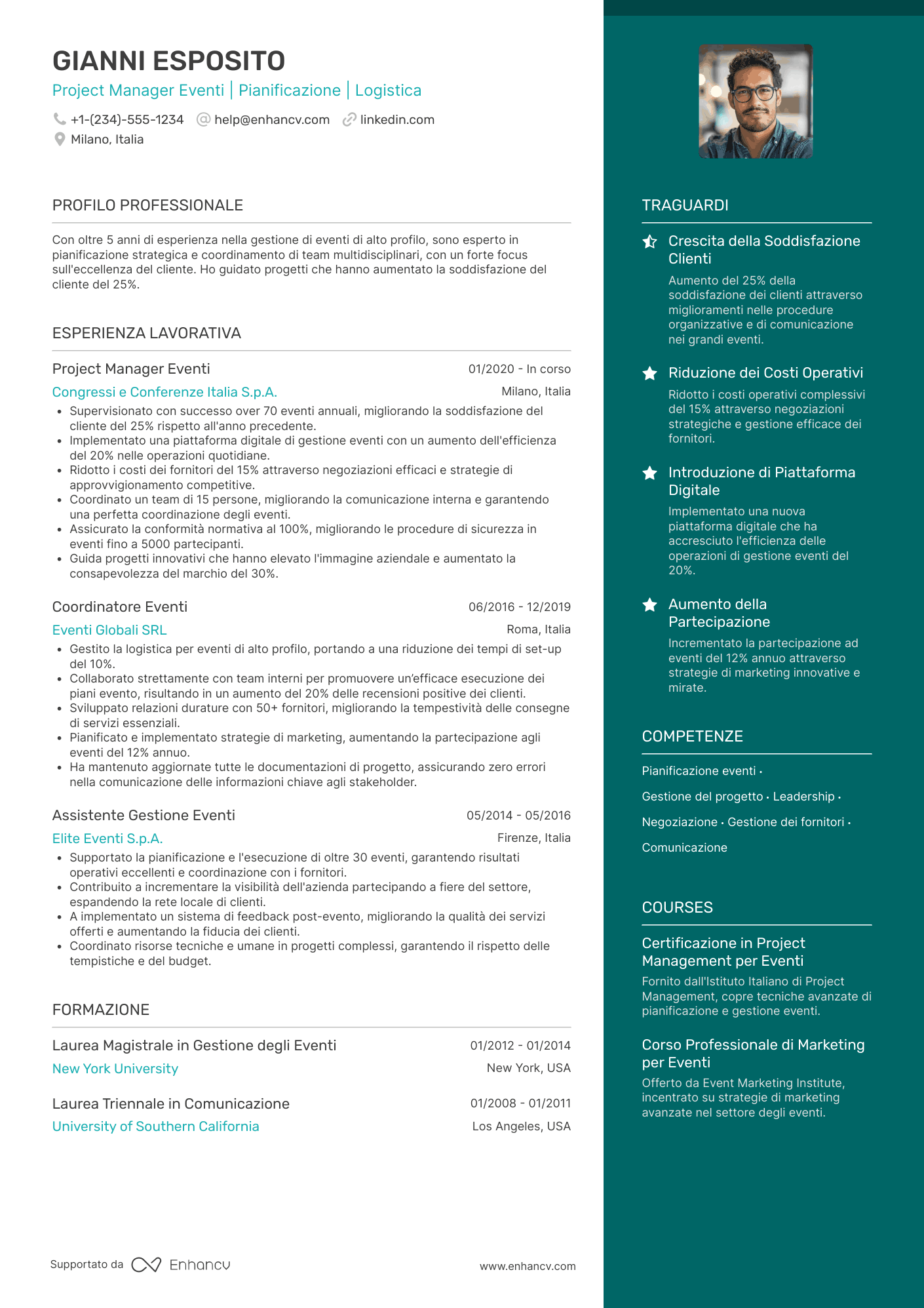CV Event project manager Resume Example