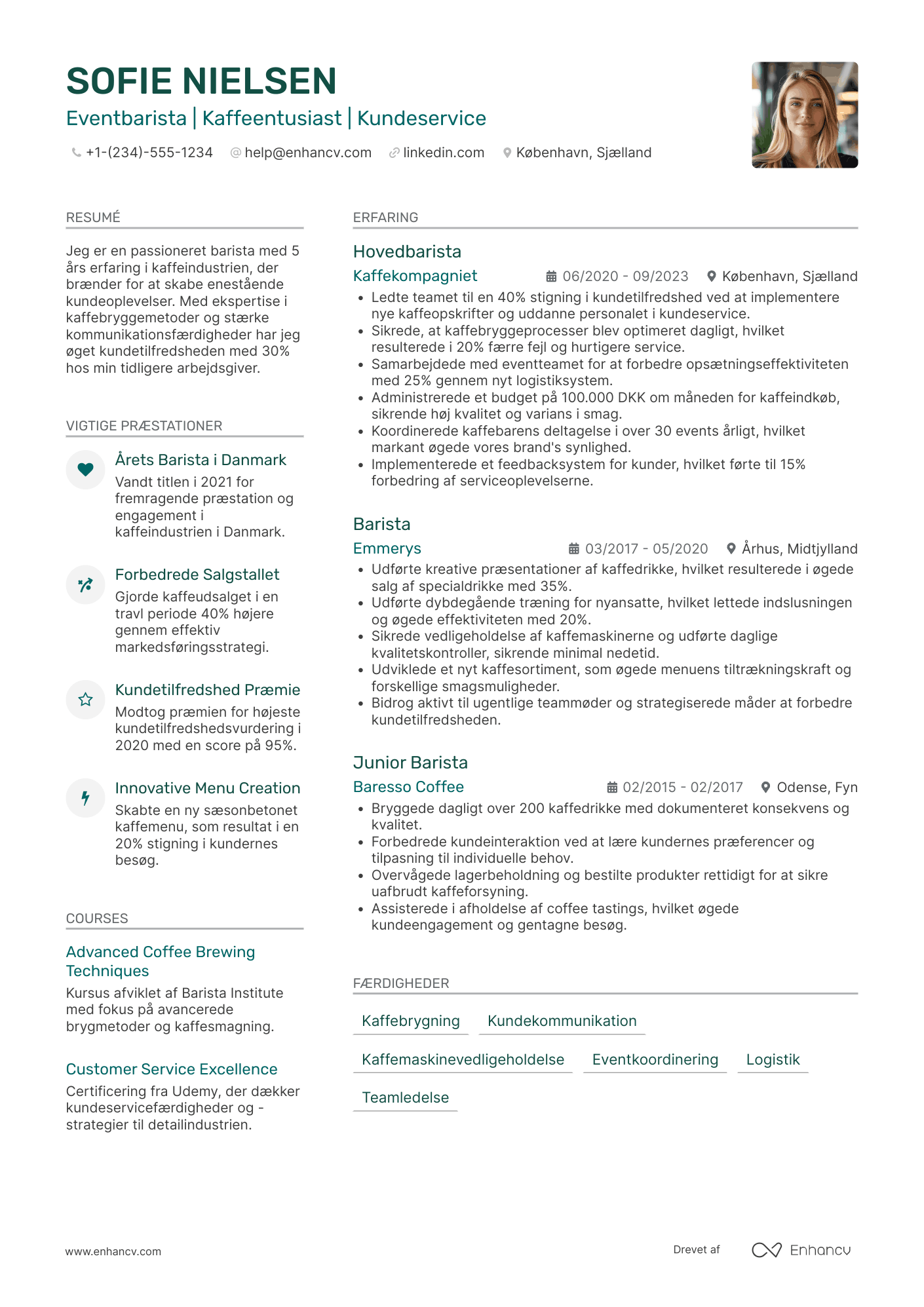 CV til Eventbarista Resume Example