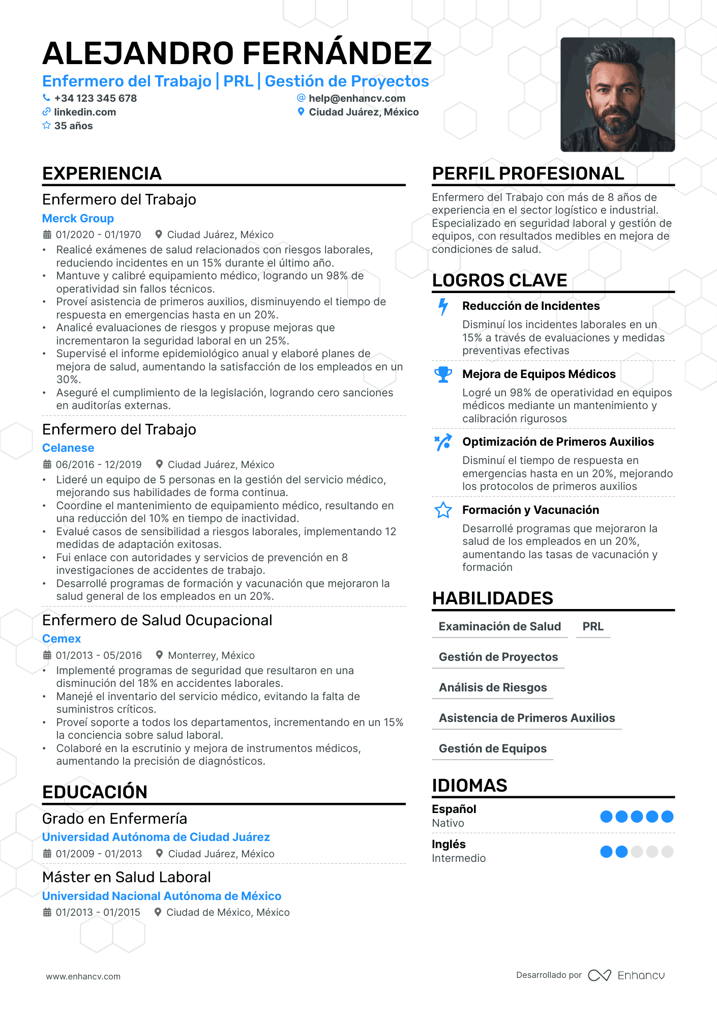 Enfermera de Oncología Resume Example