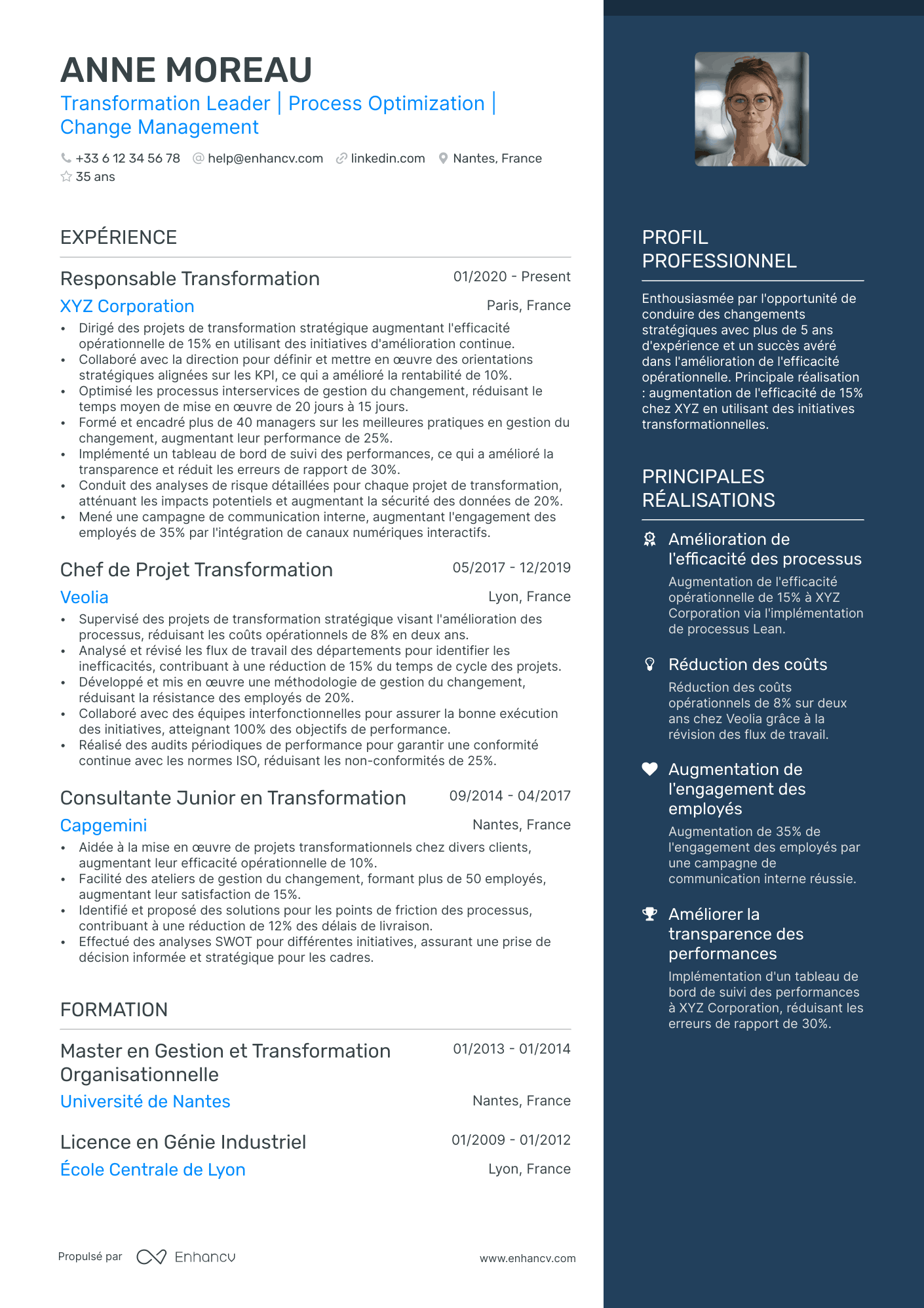 Directeur Financier Adjoint Resume Example