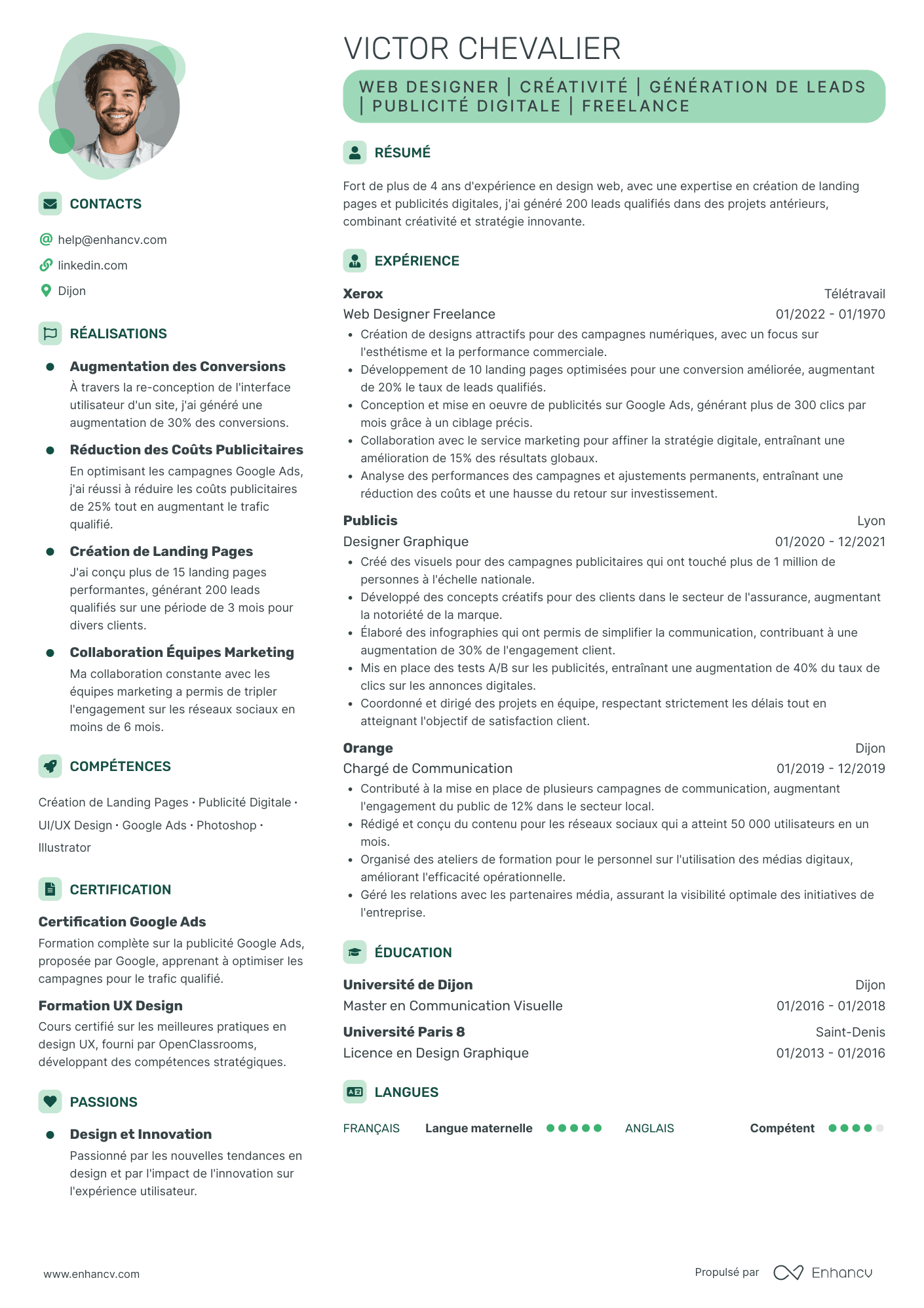 Webdesigner Freelance Resume Example