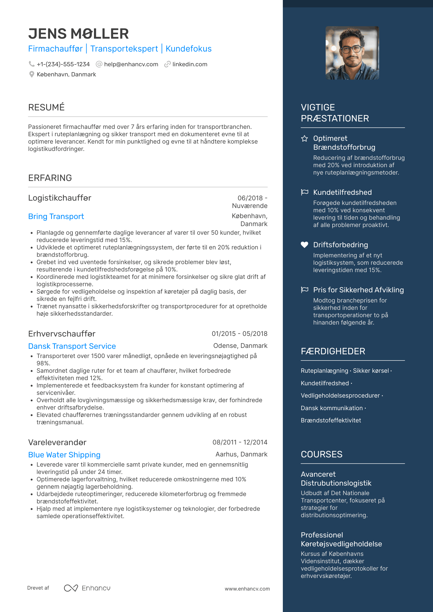 CV til Firmachauffør Resume Example