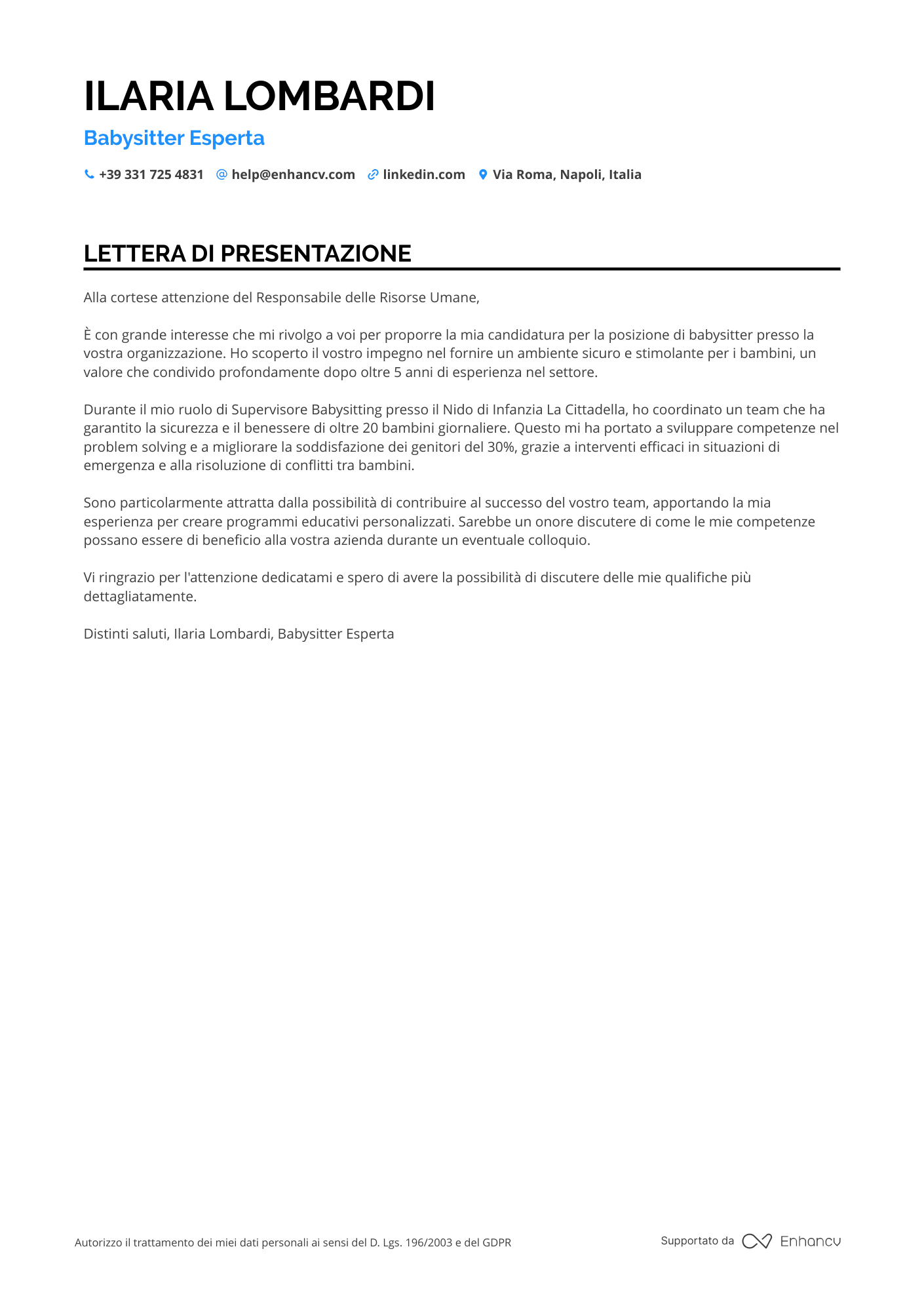 Baby Sitter Bilingue Resume Example