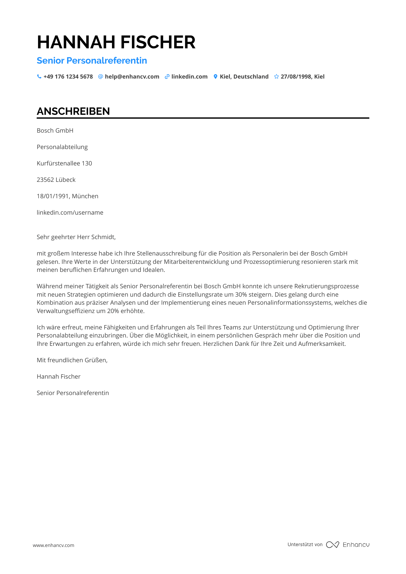 Personaler für Personalverwaltung Resume Example