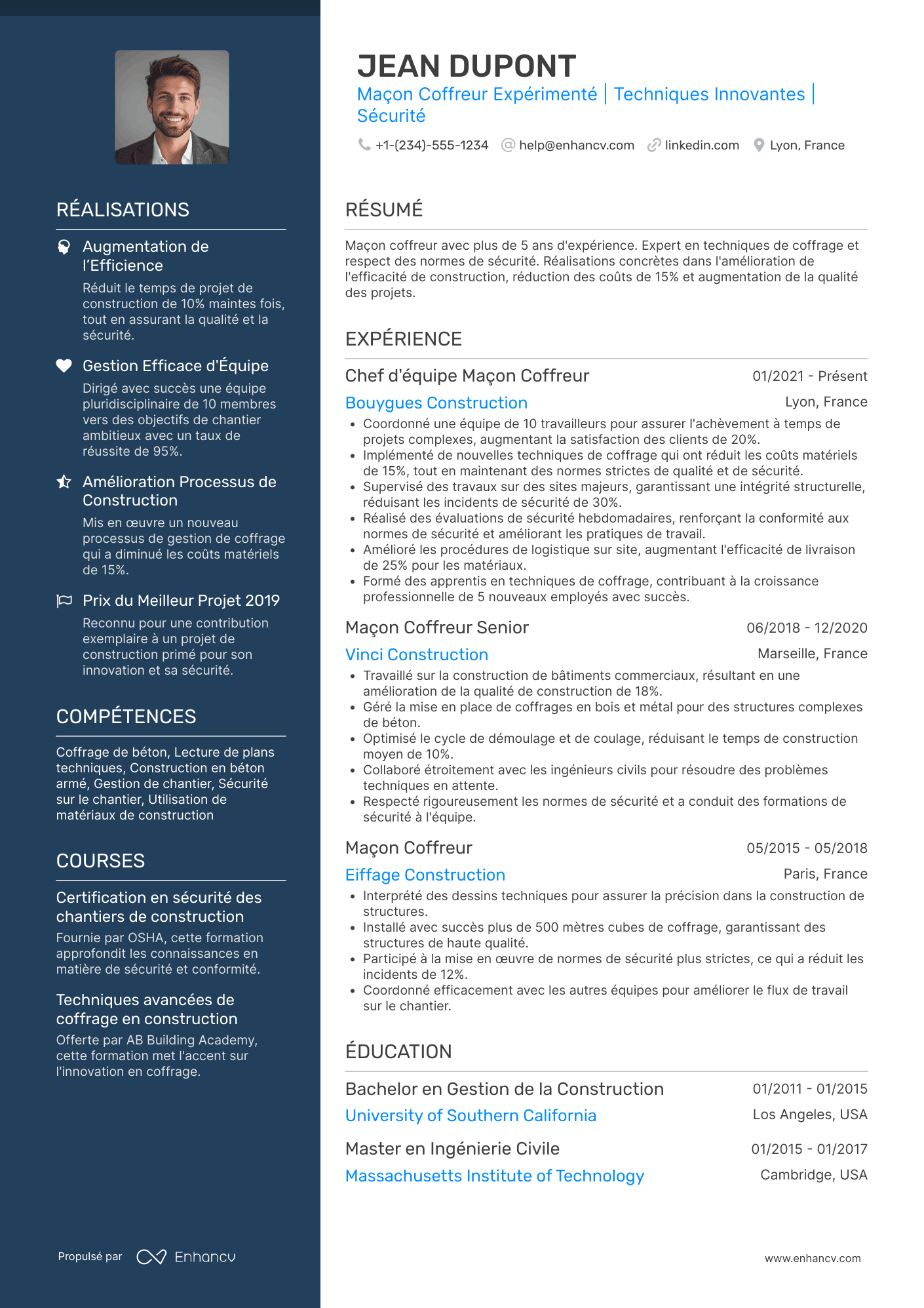 Exemple de CV de maçon coffreur Resume Example