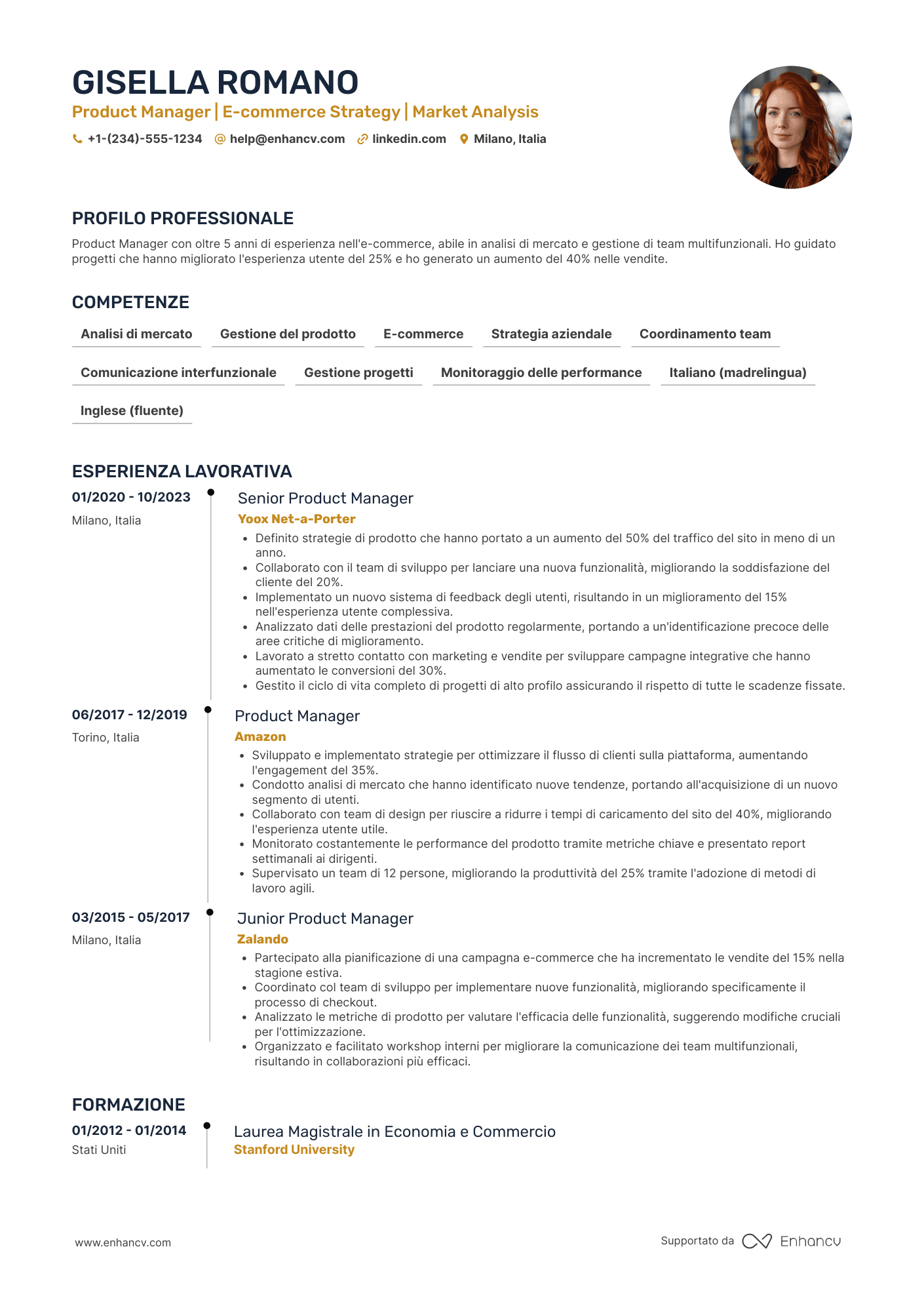Product Manager E commerce Resume Example