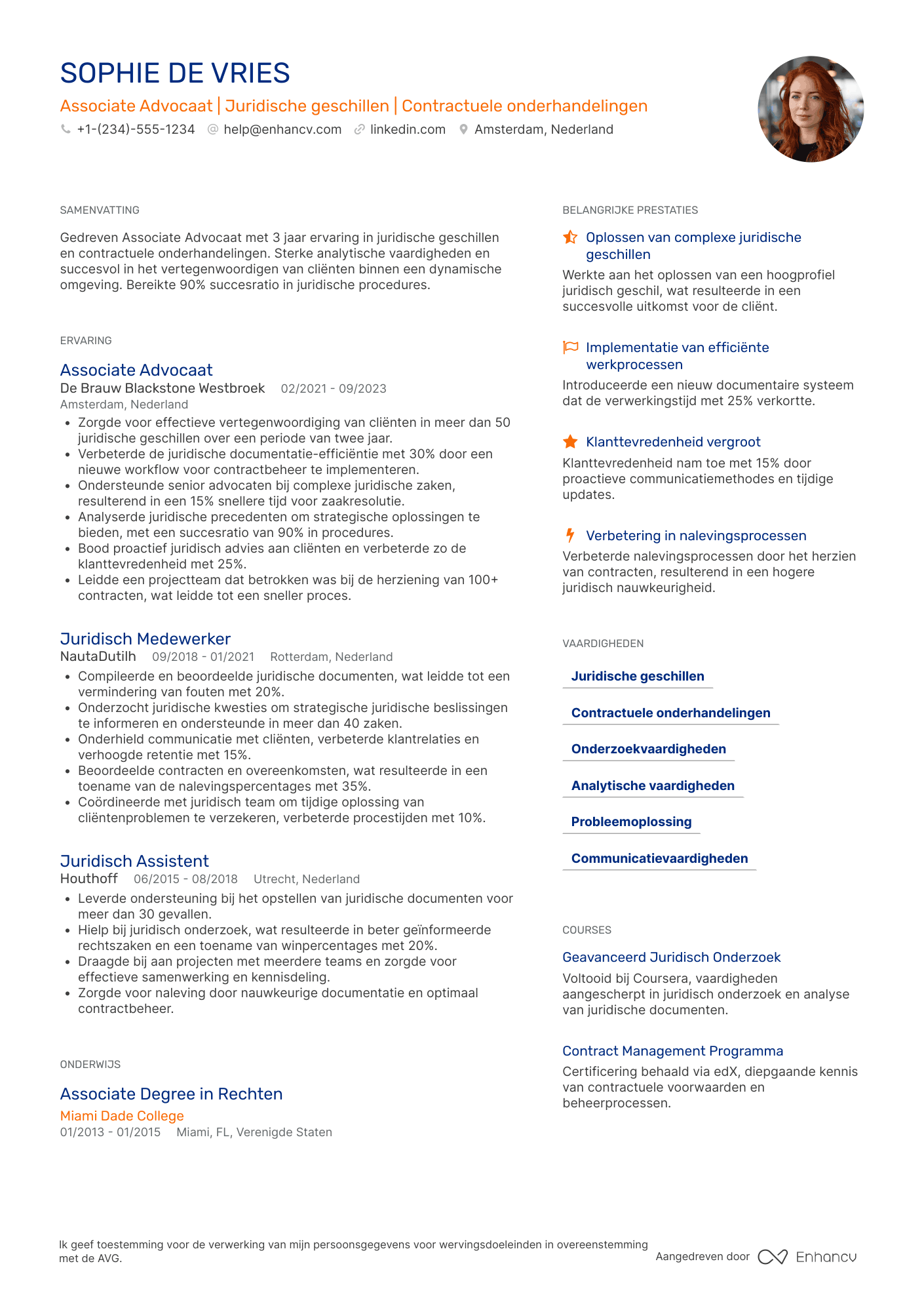 CV voor Associate Advocaat Resume Example