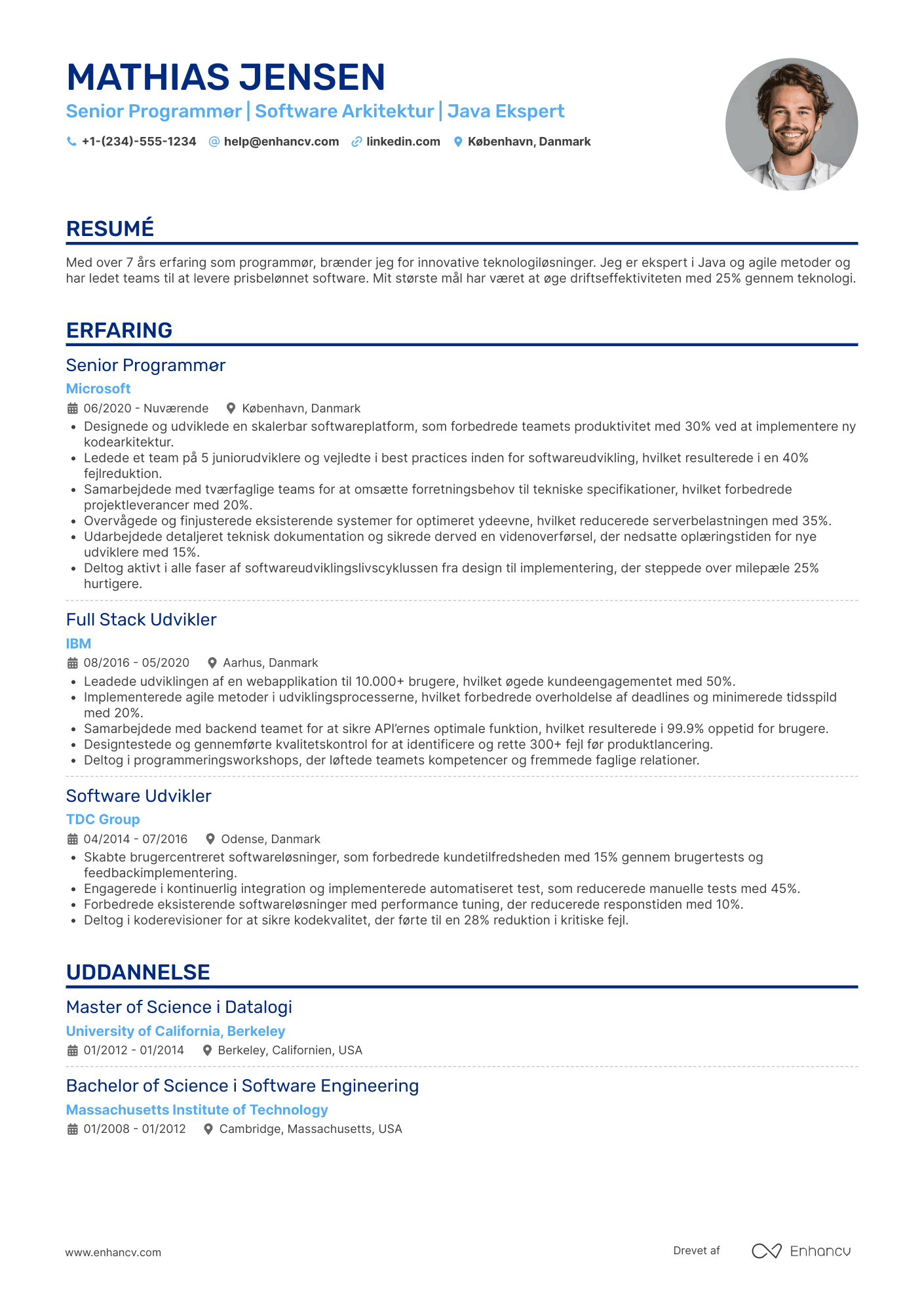 CV til Senior Programmør Resume Example