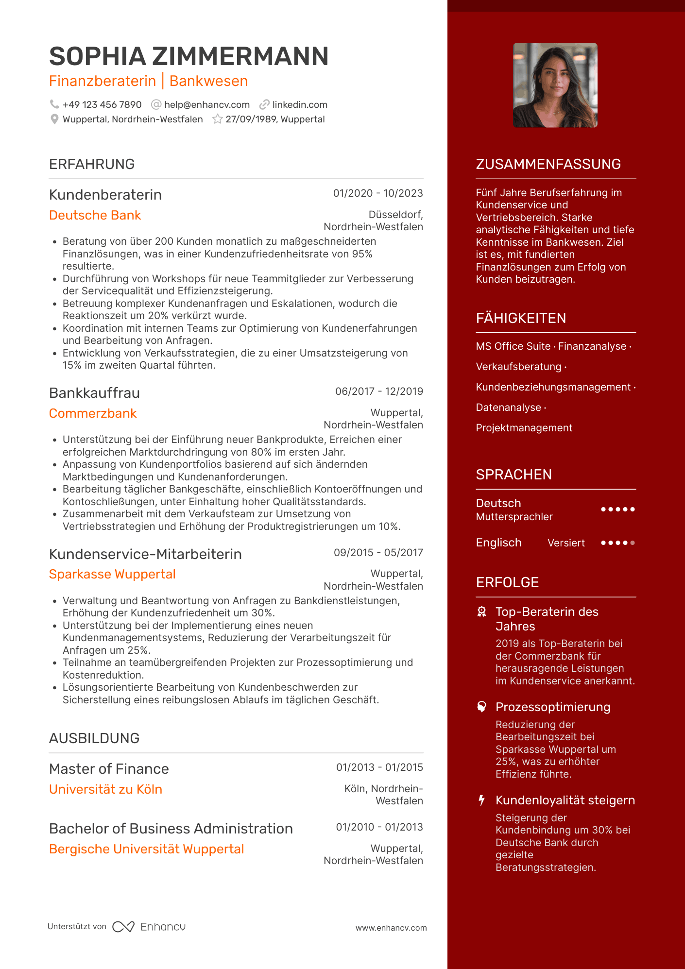 Lebenslauf als Trainee Bankkaufmann Resume Example
