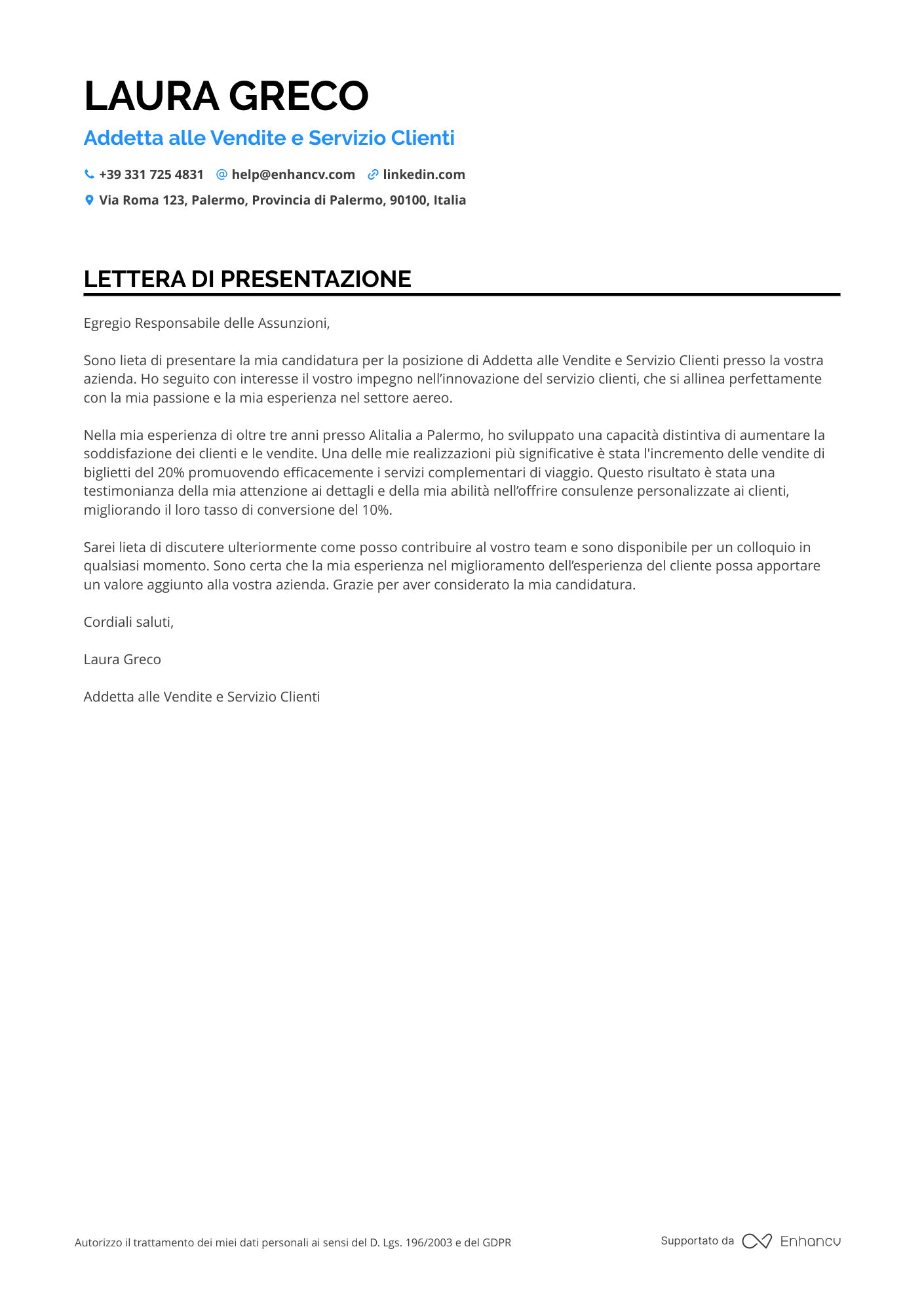 Agente Di Commercio Senior Resume Example
