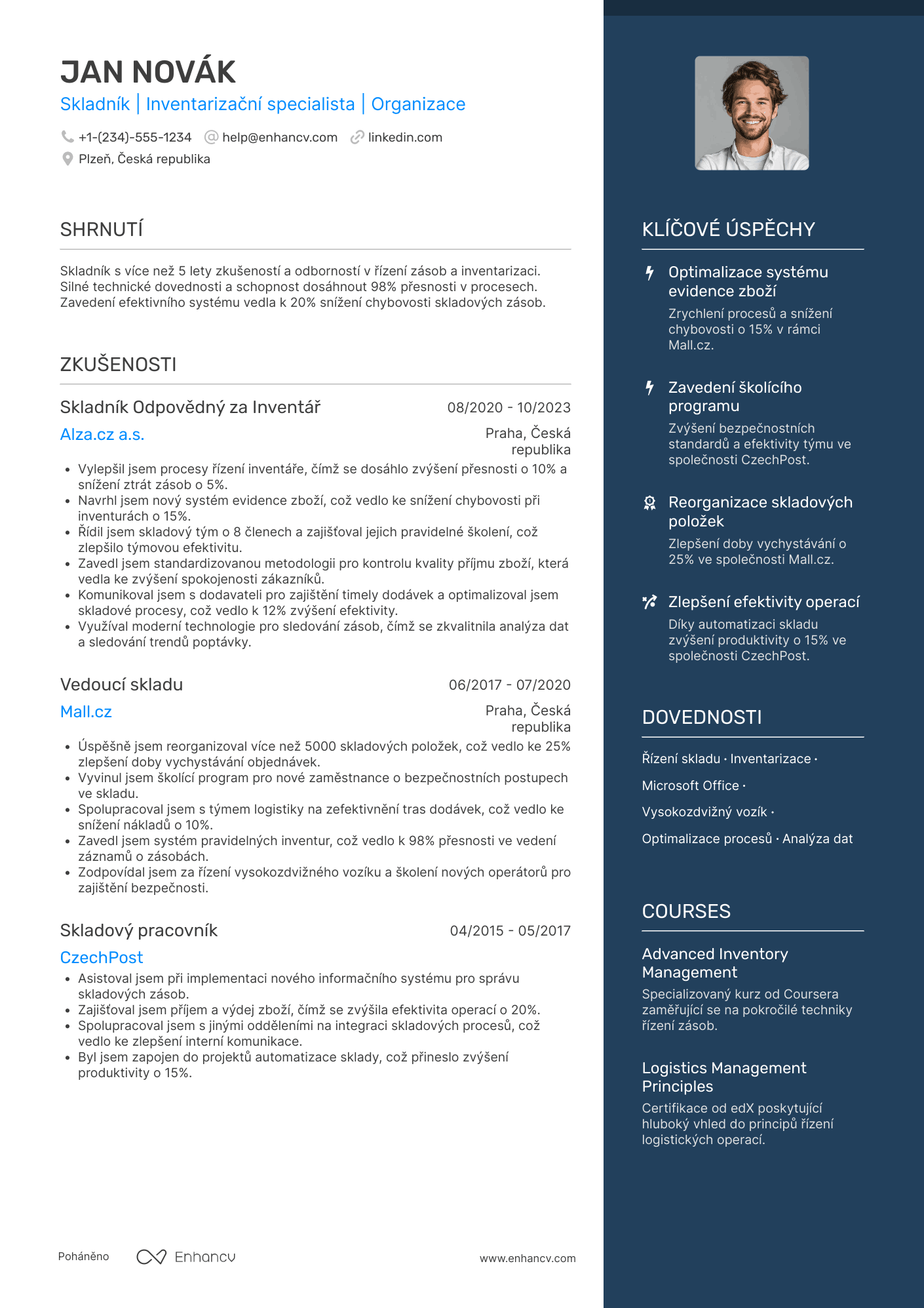 Životopis pro Skladník Odpovědný za Inventář Resume Example