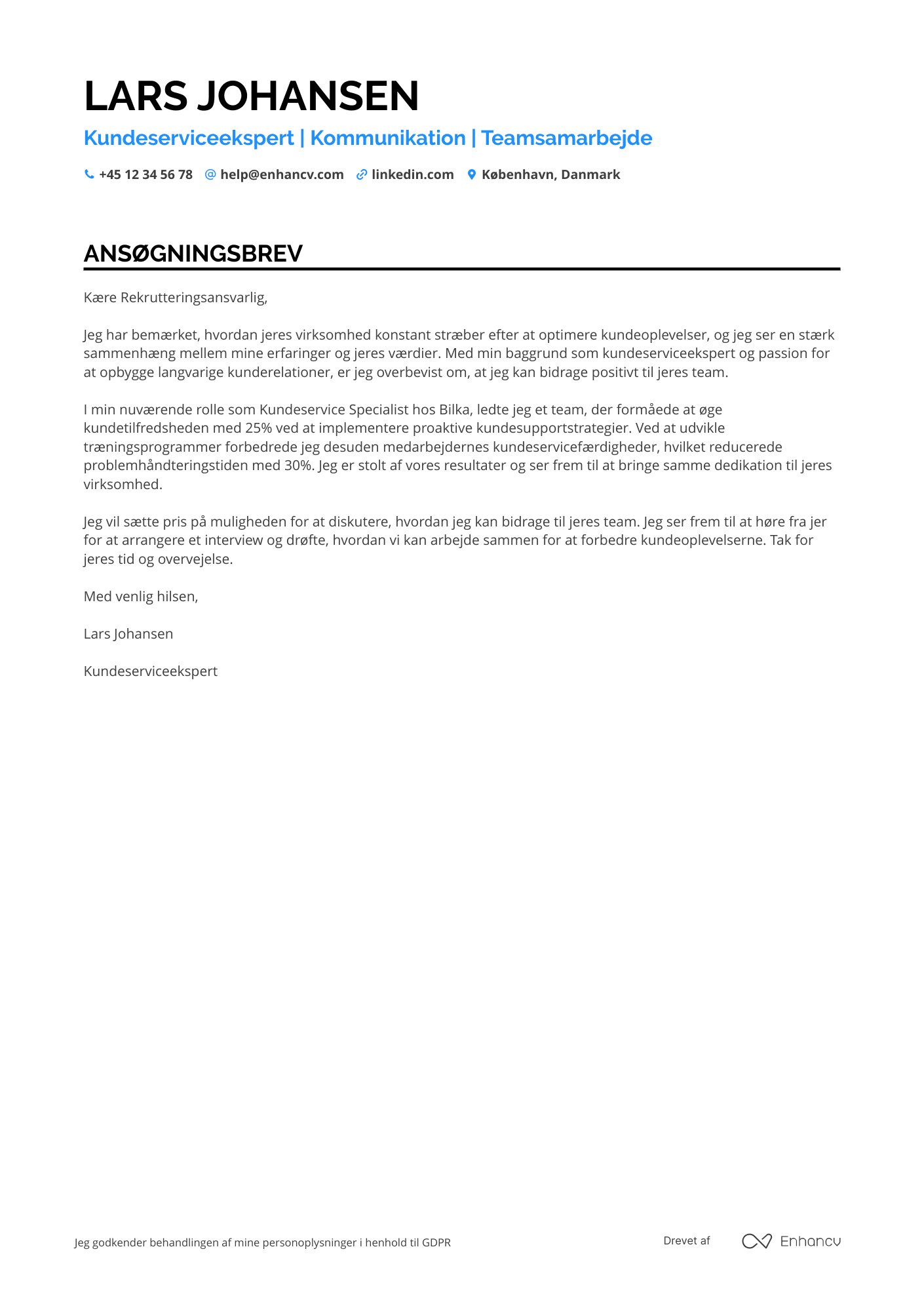 Ansøgningsbrev til Kundeservicemedarbejder hos Ikea Resume Example