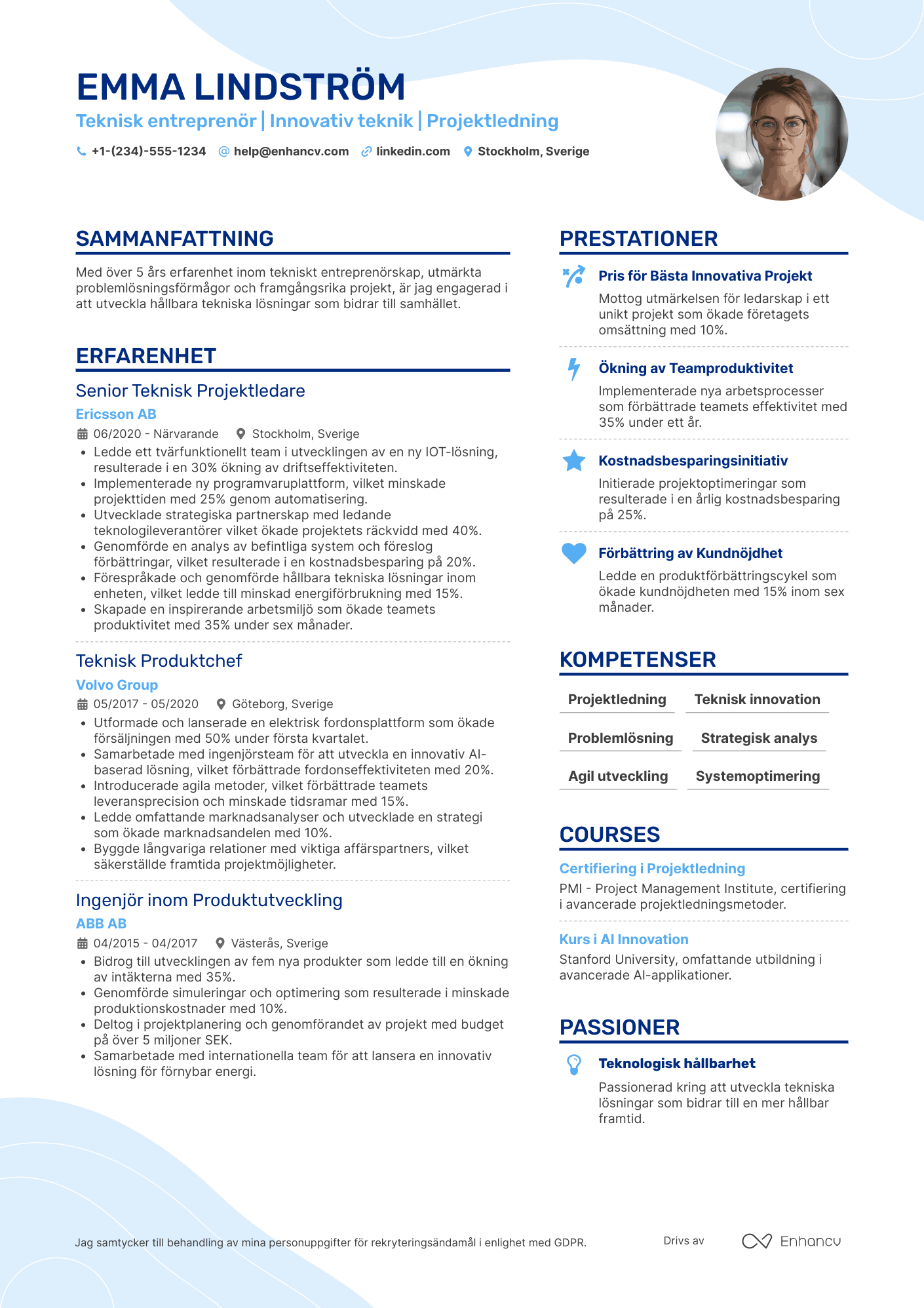 CV för Teknisk entreprenör Resume Example