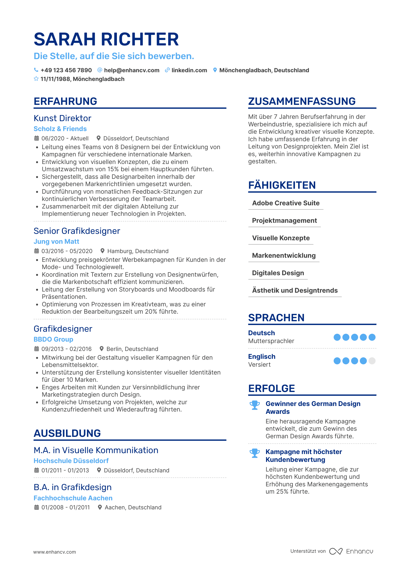 Lebenslauf als Kunst Direktor für Werbung Resume Example