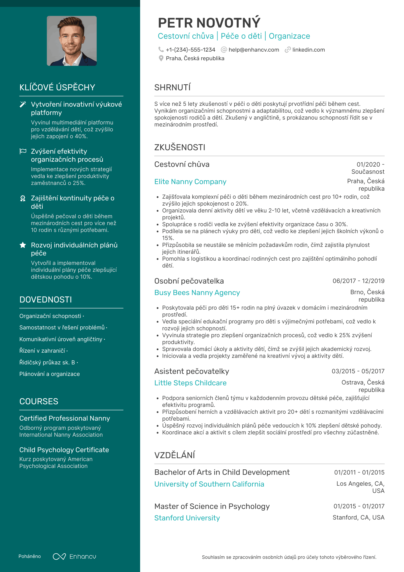 Životopis pro Cestovní chůva Resume Example
