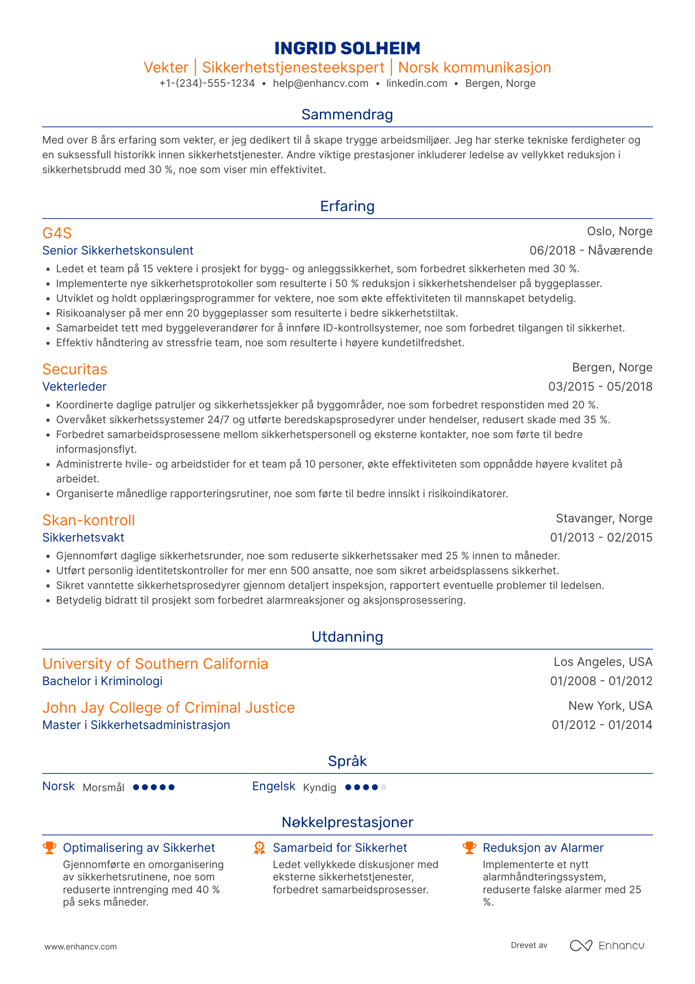 CV for Vekter for bygg og anlegg Resume Example