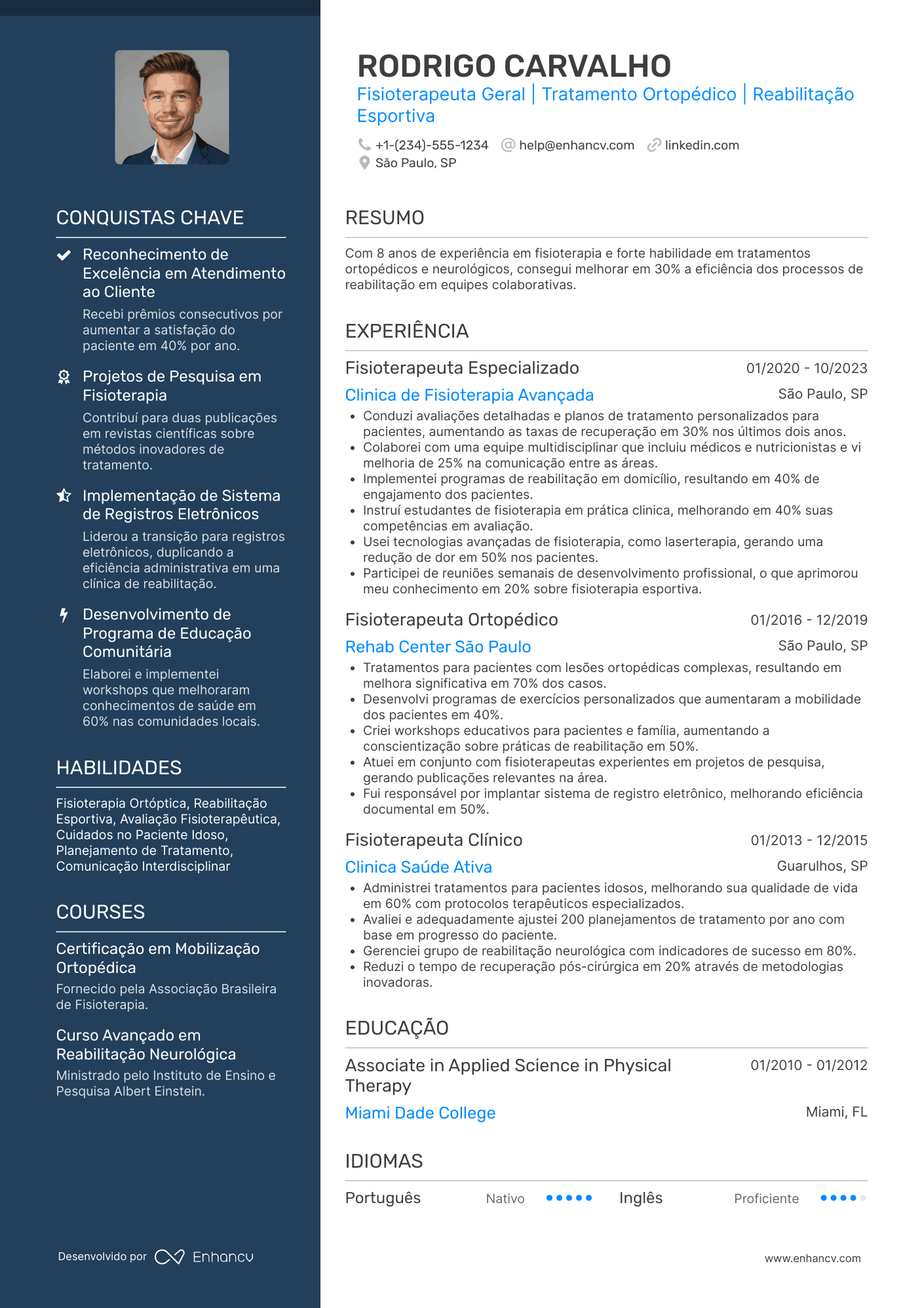 Currículo fisioterapeuta geral Resume Example