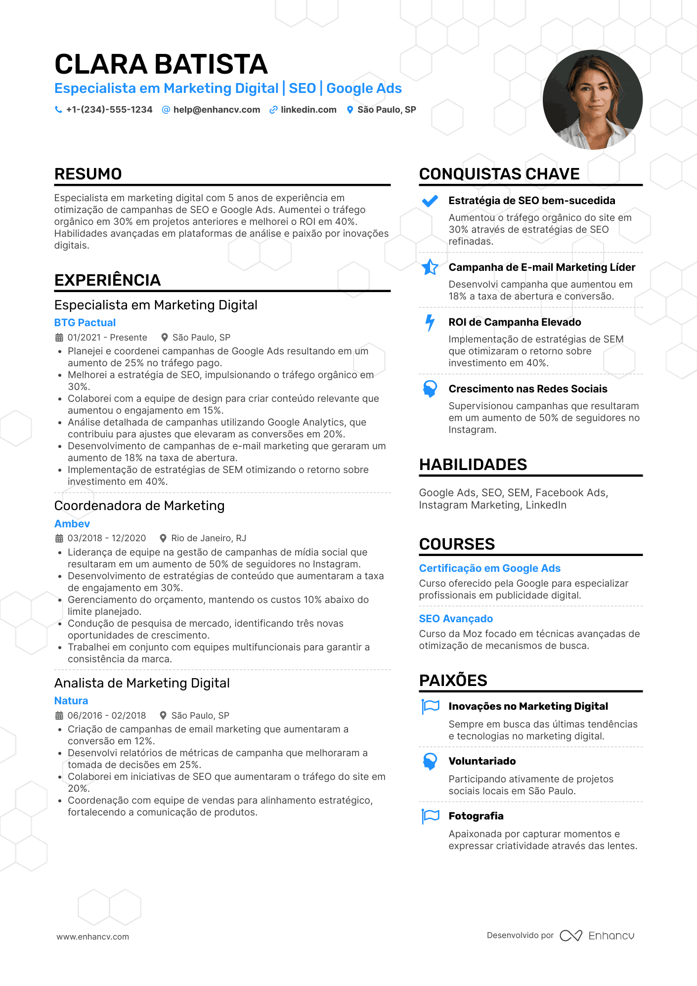Currículo marketing digital Resume Example