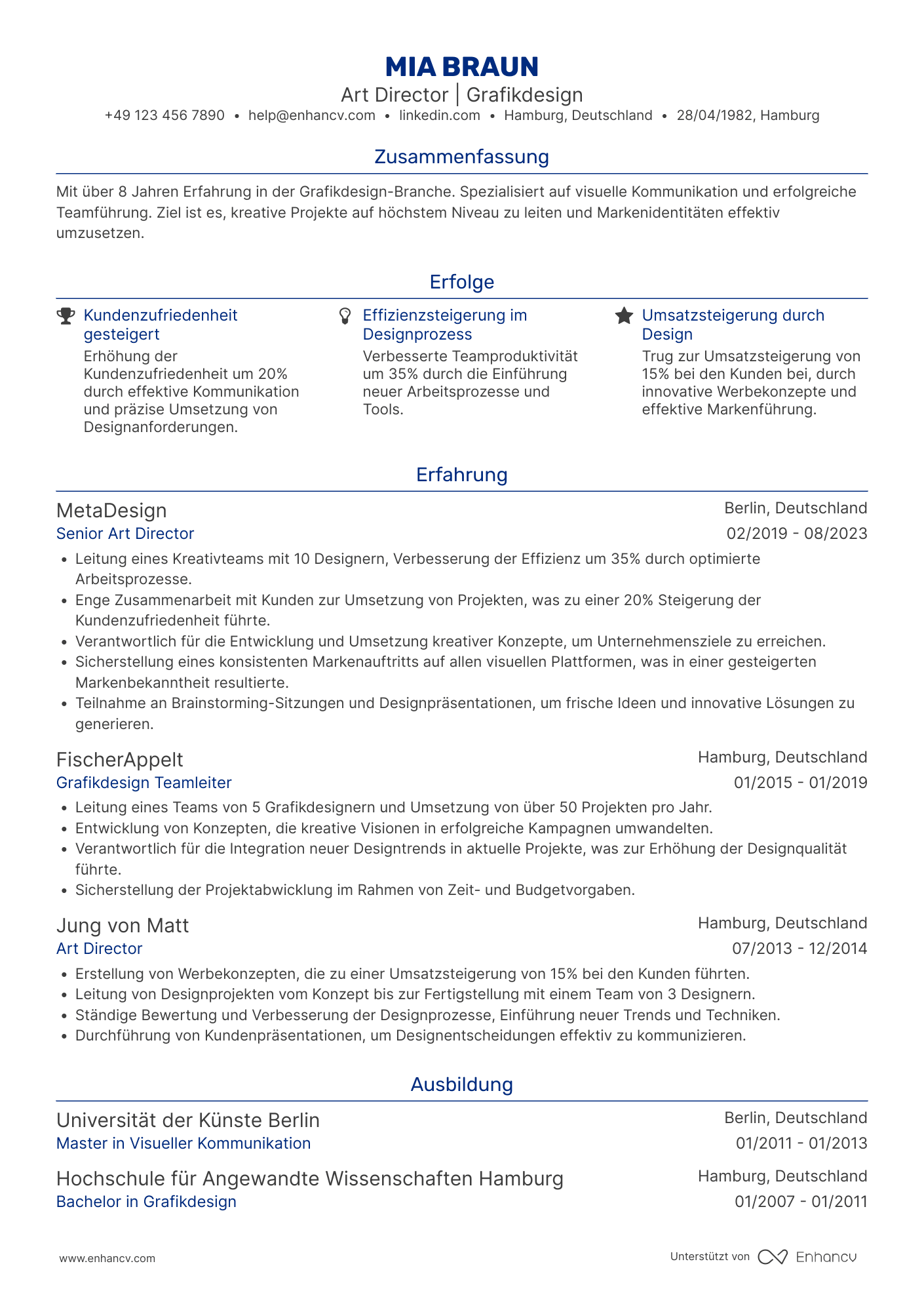 Lebenslauf als Kunst Direktor für Grafikdesign Resume Example