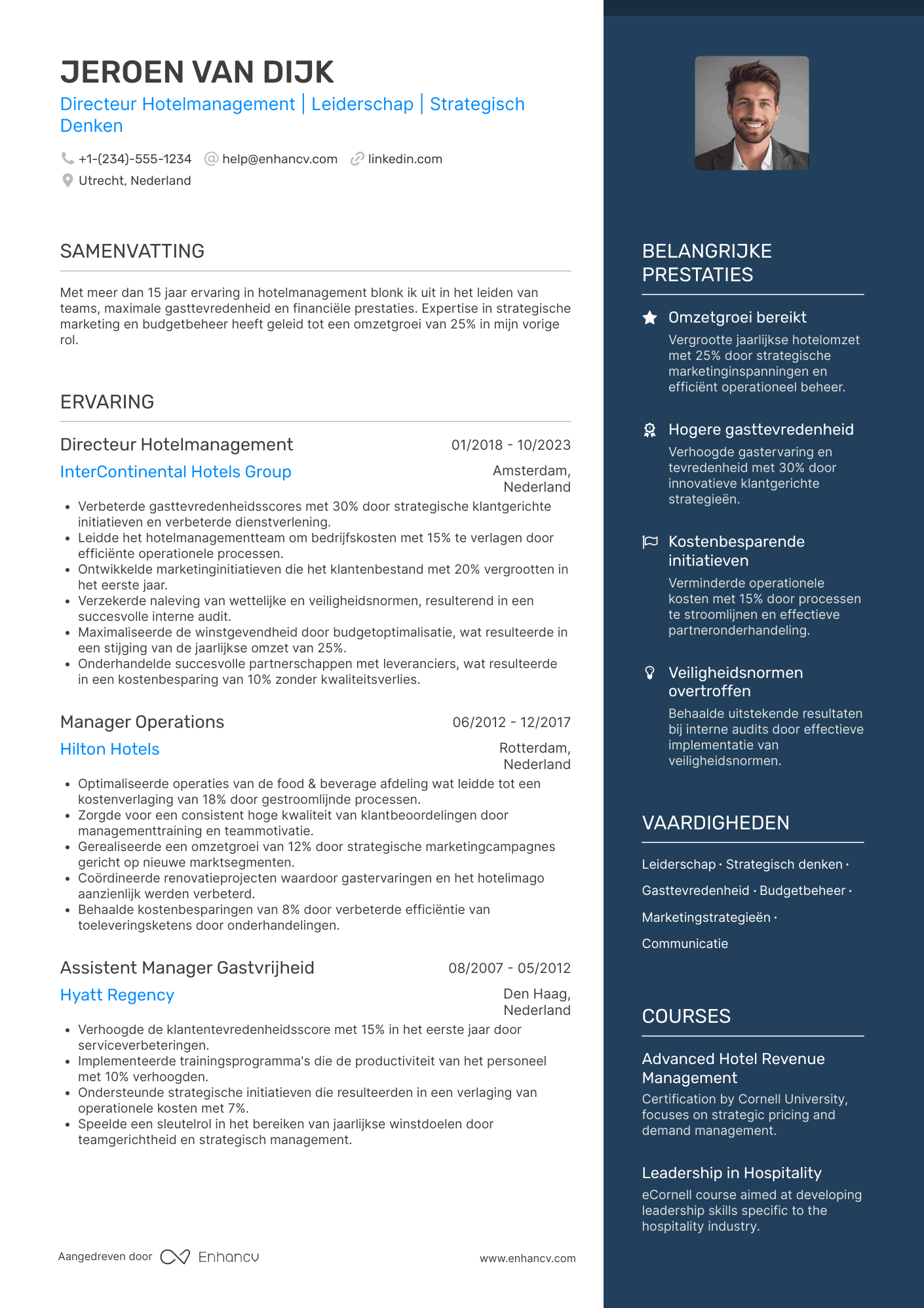 CV voor Hotel Management Director Resume Example