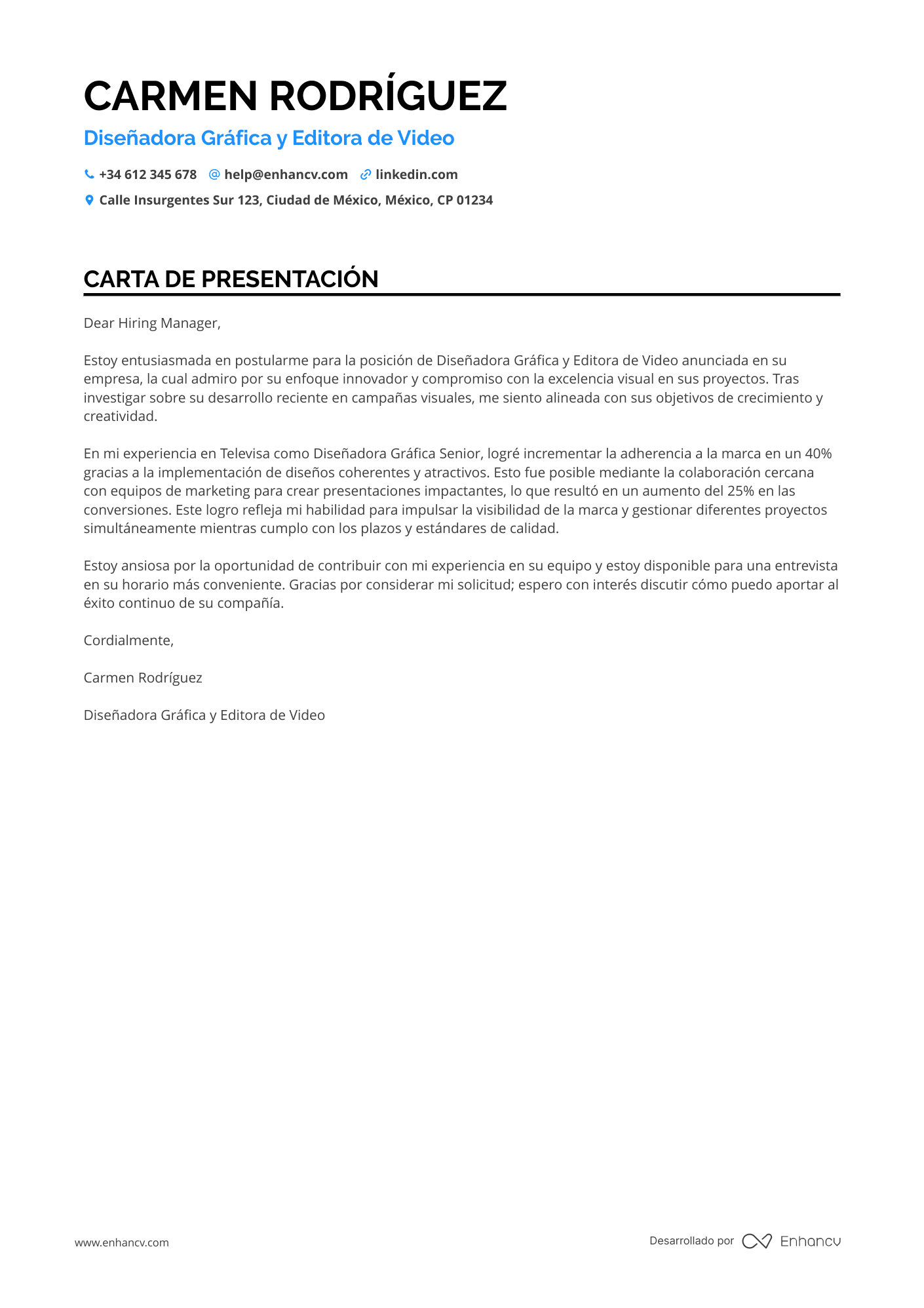 Diseñador Gráfico de Marca Resume Example