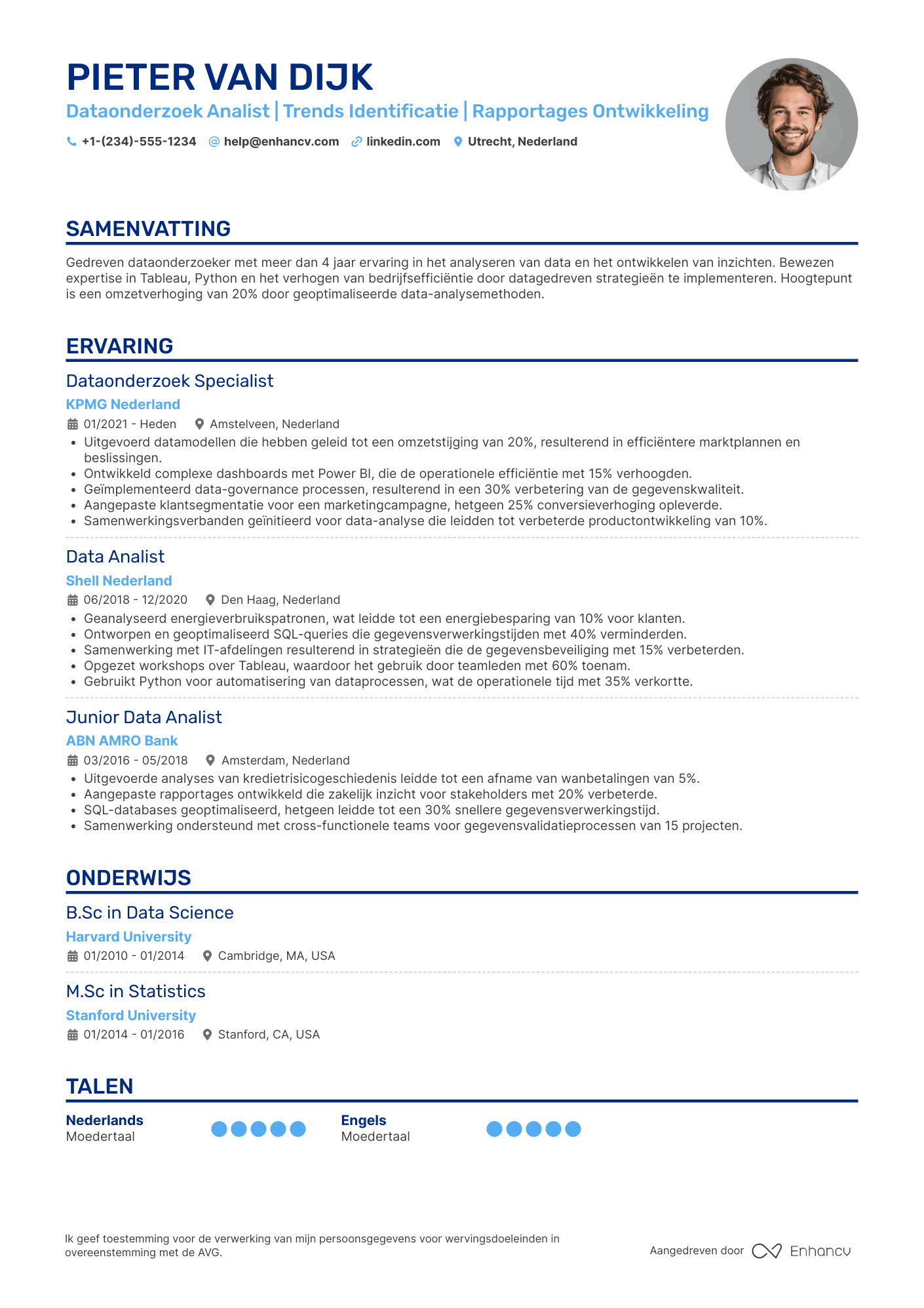 CV voor Data Research Analyst Resume Example