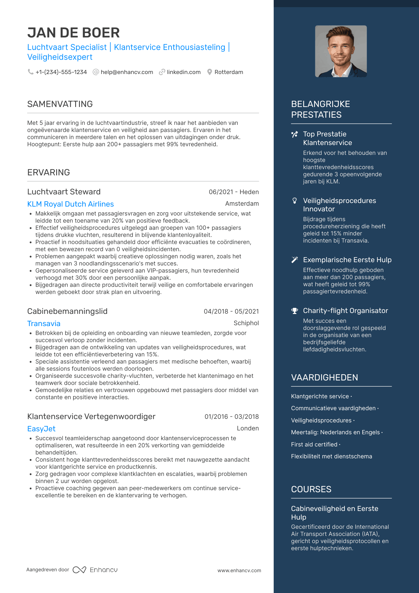 CV voor Luchtvaart Stewardess Resume Example