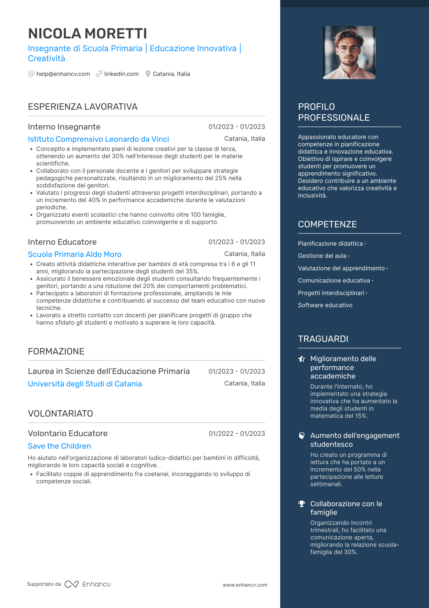 Insegnante di Scuola Primaria Resume Example