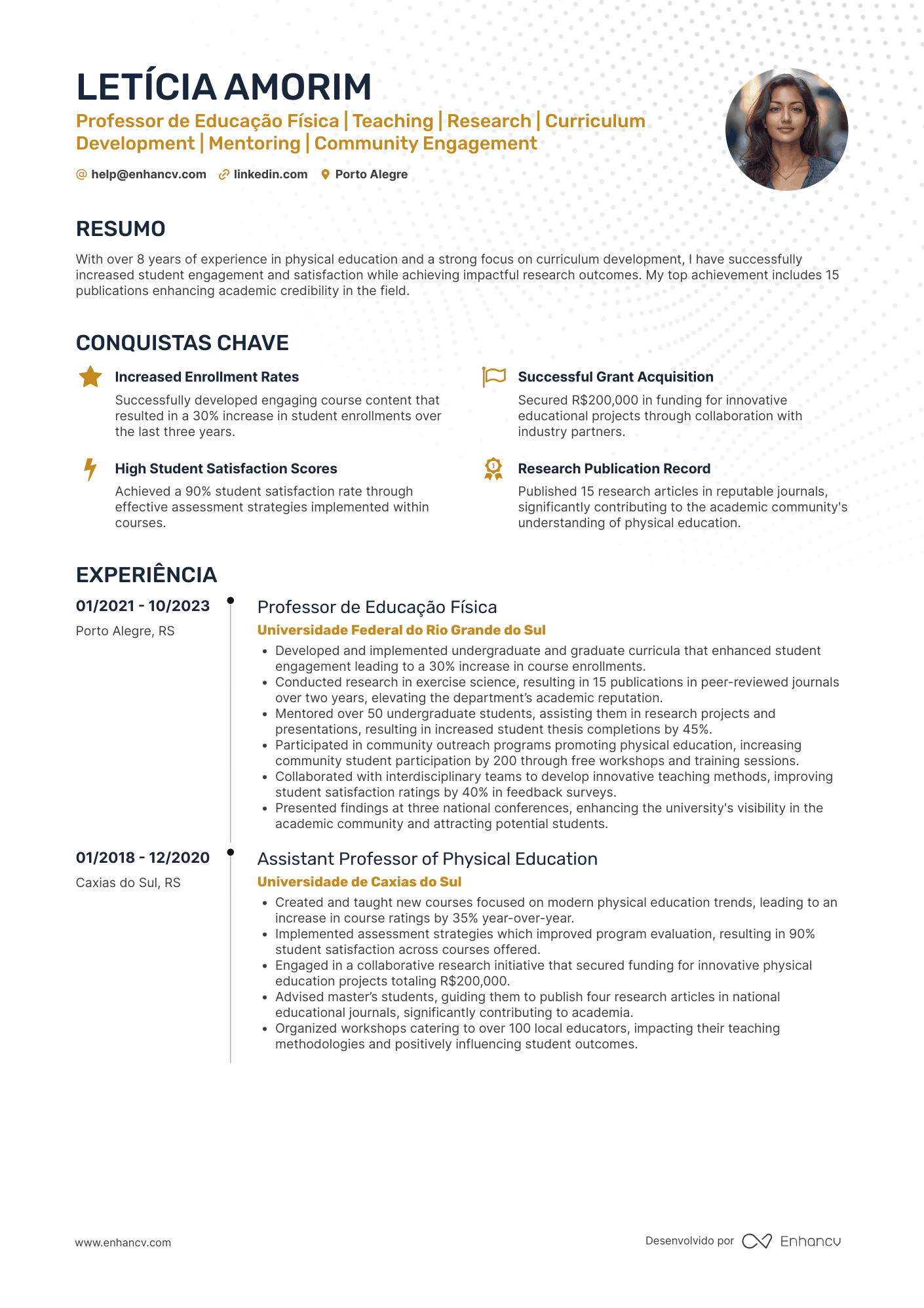 Professor de Educação Física Resume Example