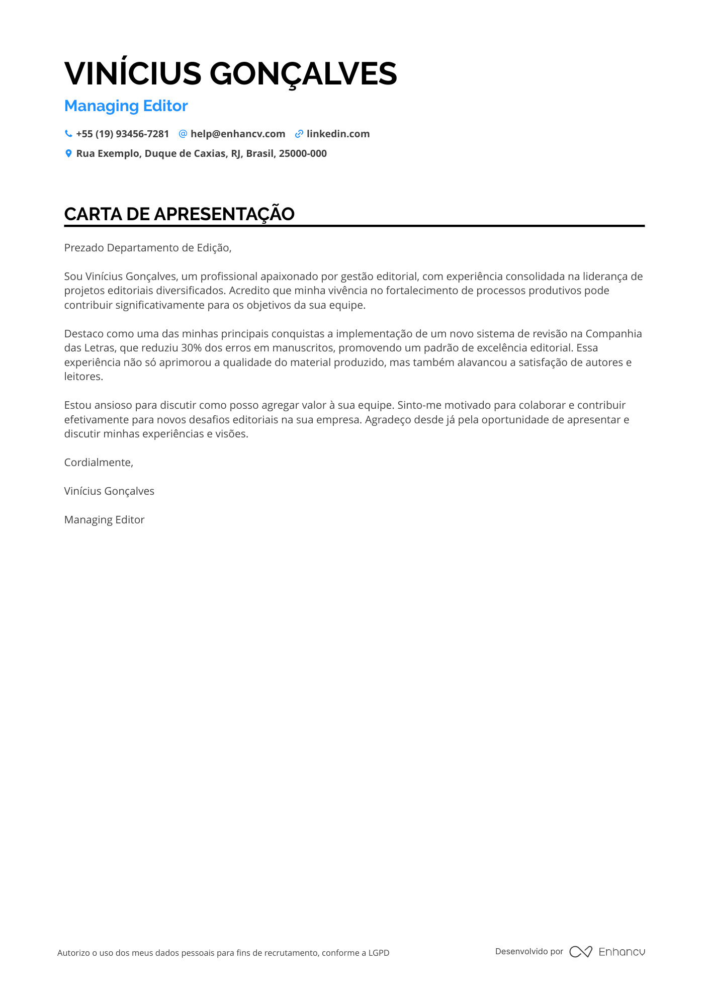 Editor de Livros Resume Example