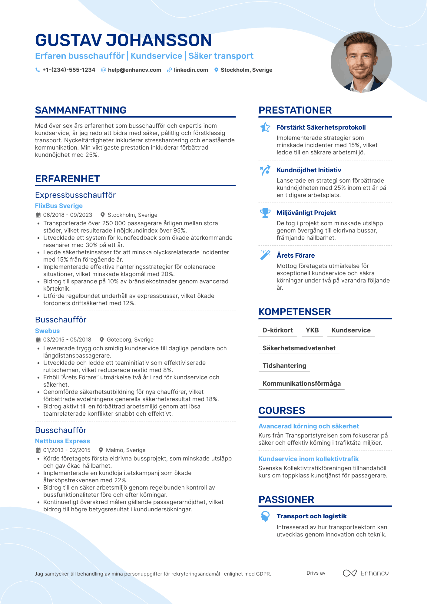 CV för Expressbussförare Resume Example