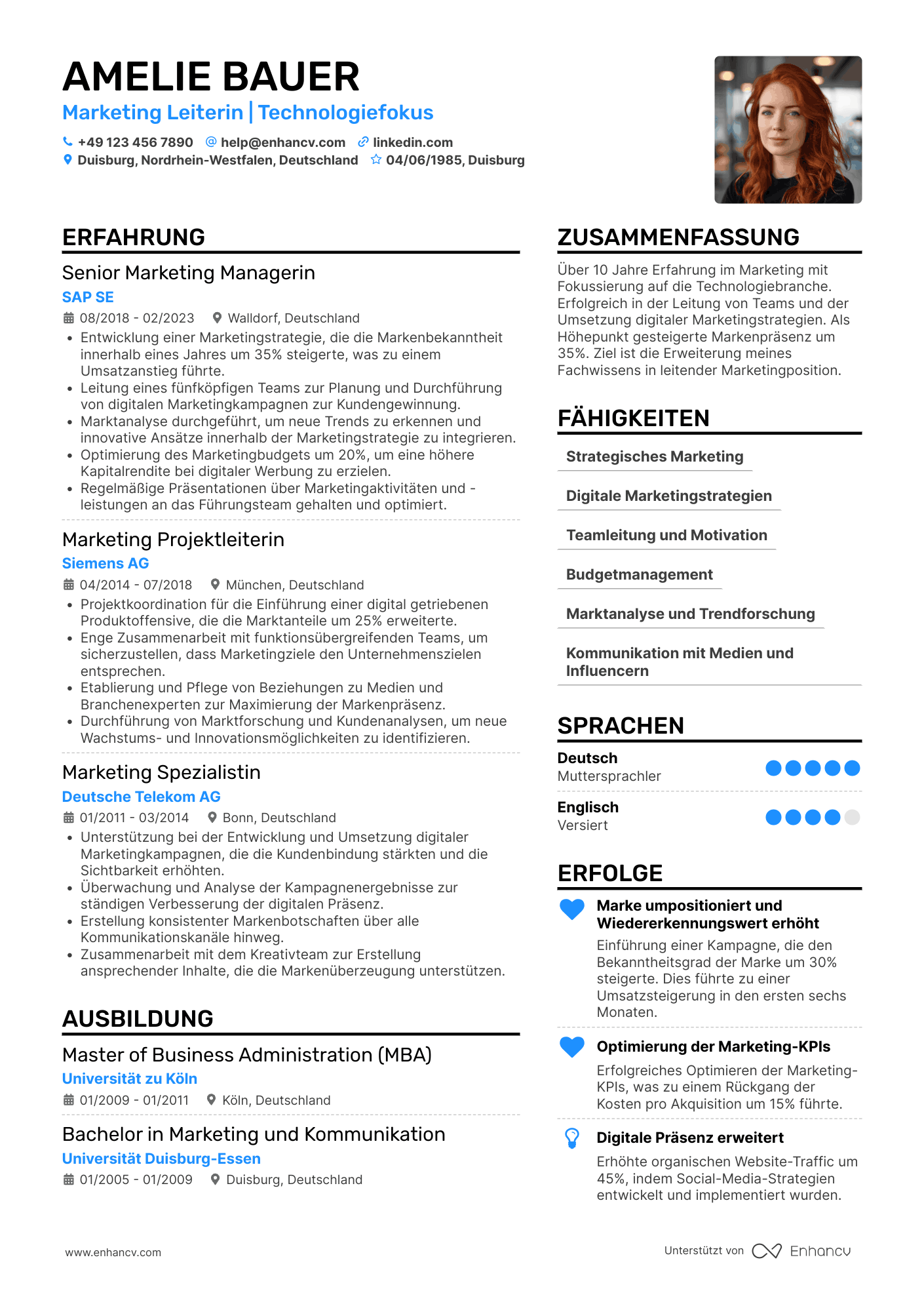 Lebenslauf als Marketing Geschäftsführer Resume Example