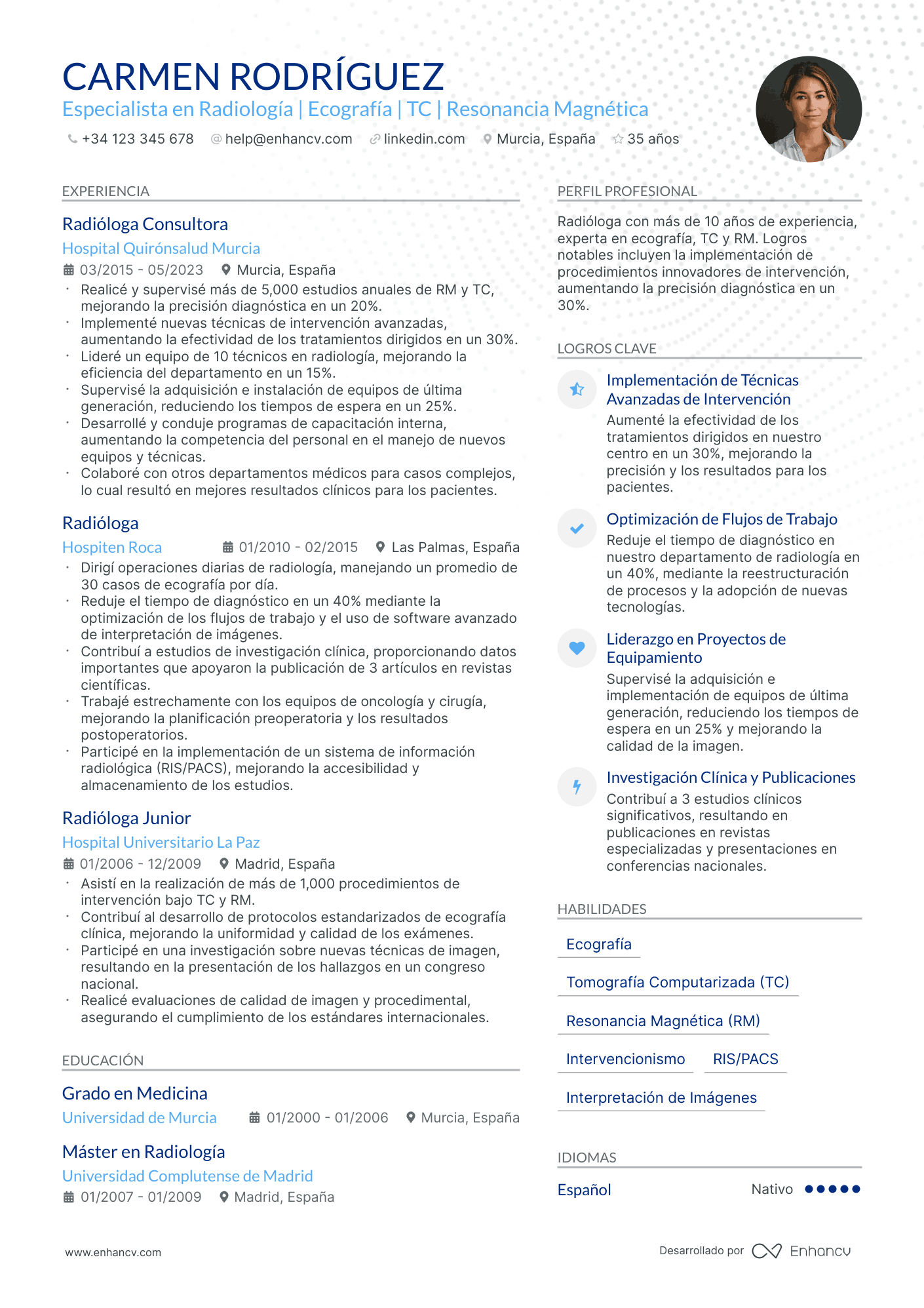 Médico Radiólogo Resume Example