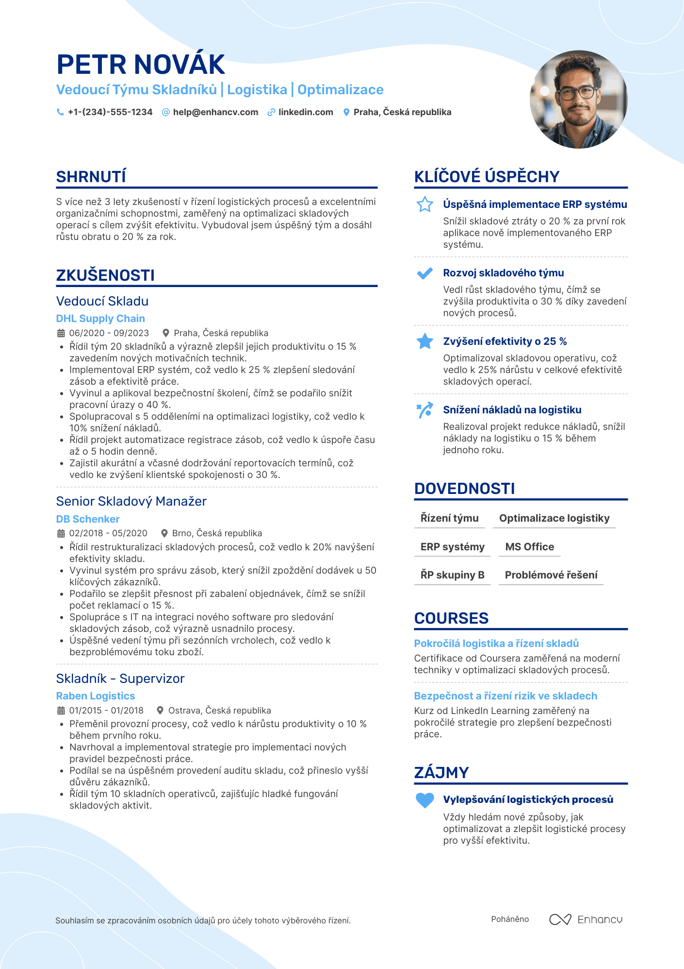Životopis pro Vedoucí Týmu Skladníků Resume Example