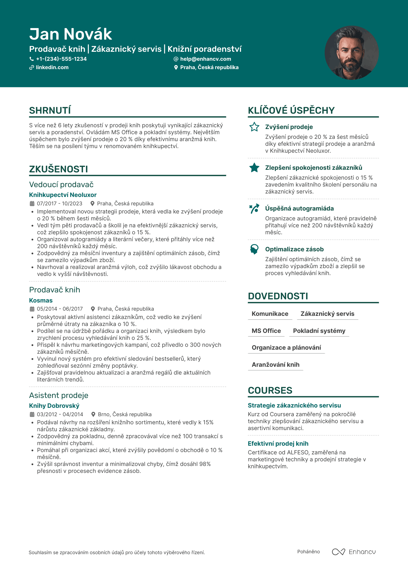Životopis pro Prodavač v knihkupectví Resume Example