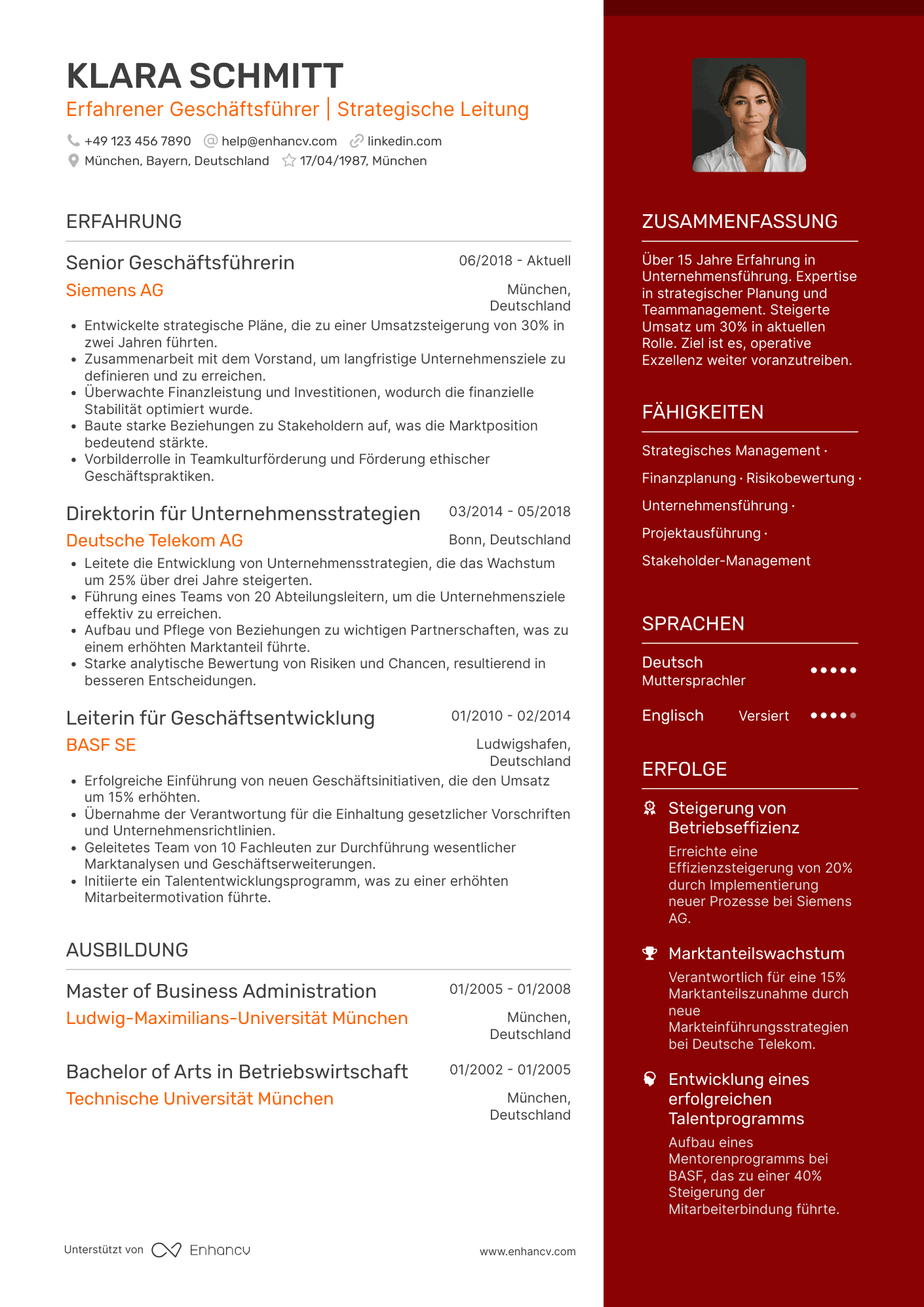 Lebenslauf als Senior Geschäftsführer Resume Example