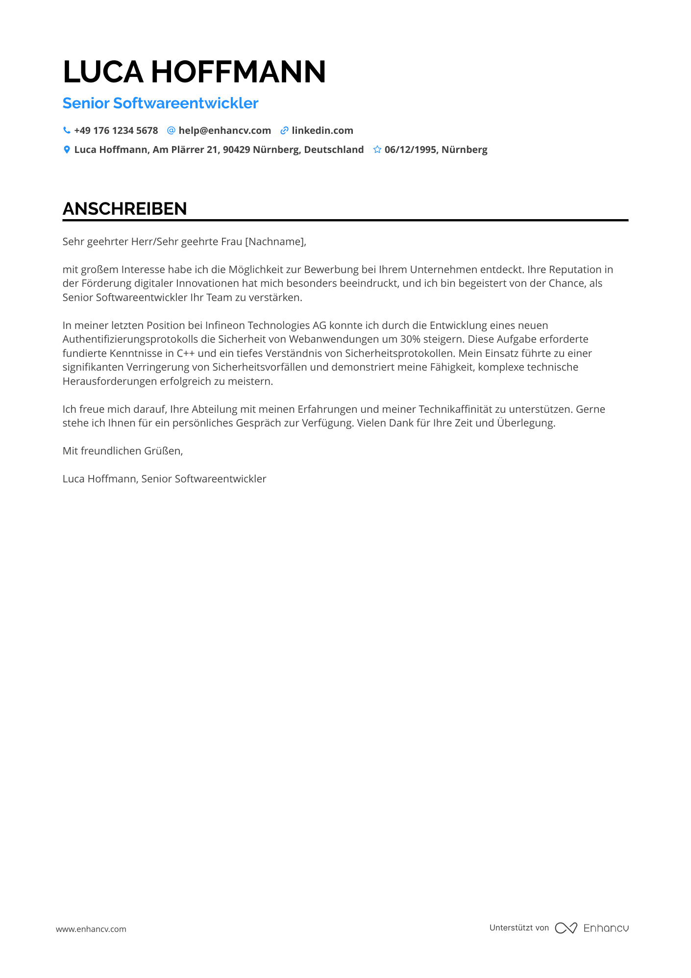 Softwareentwickler für Systemsicherheit Resume Example