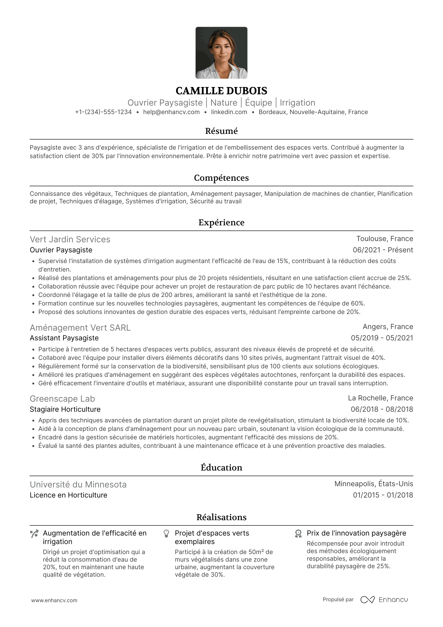 CV d’ouvrier&nbsp;paysagiste Resume Example