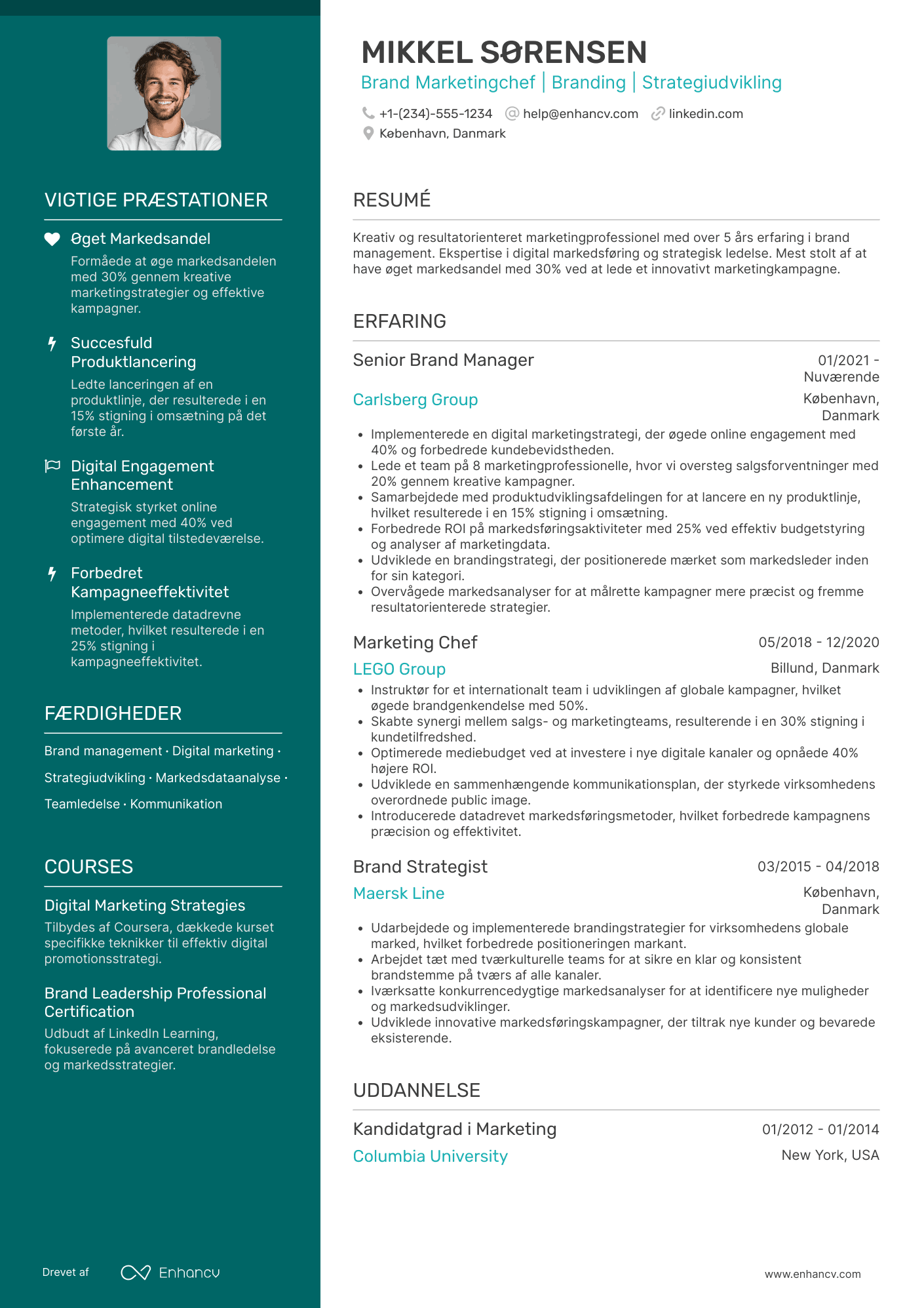 CV til Brand marketingchef Resume Example