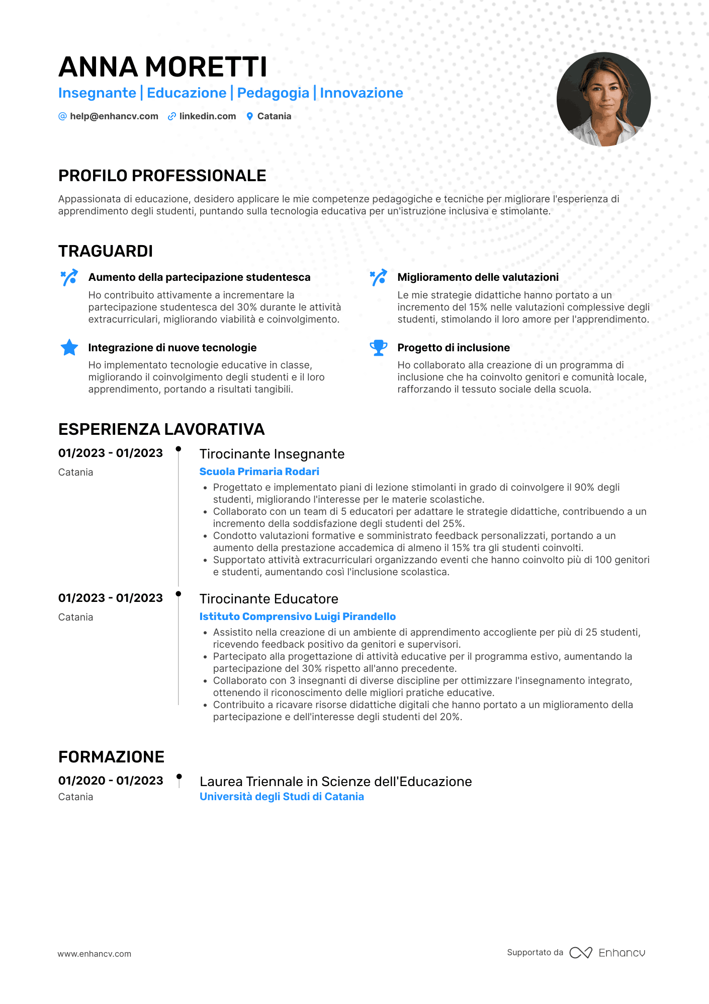 Professore di scuola Resume Example