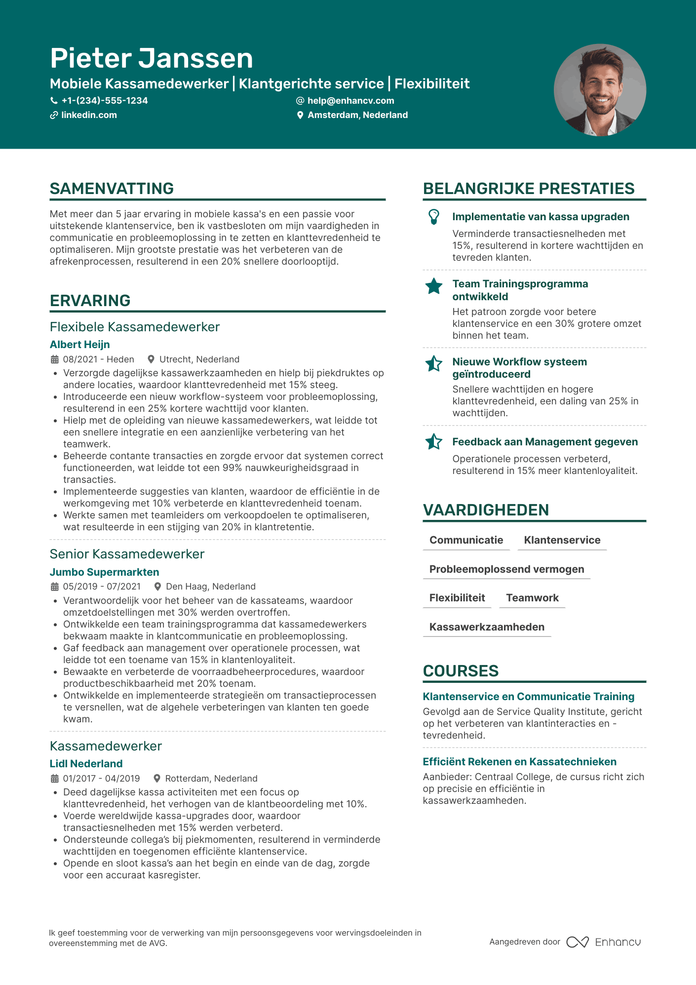 CV voor Mobiele Kassamedewerker Resume Example